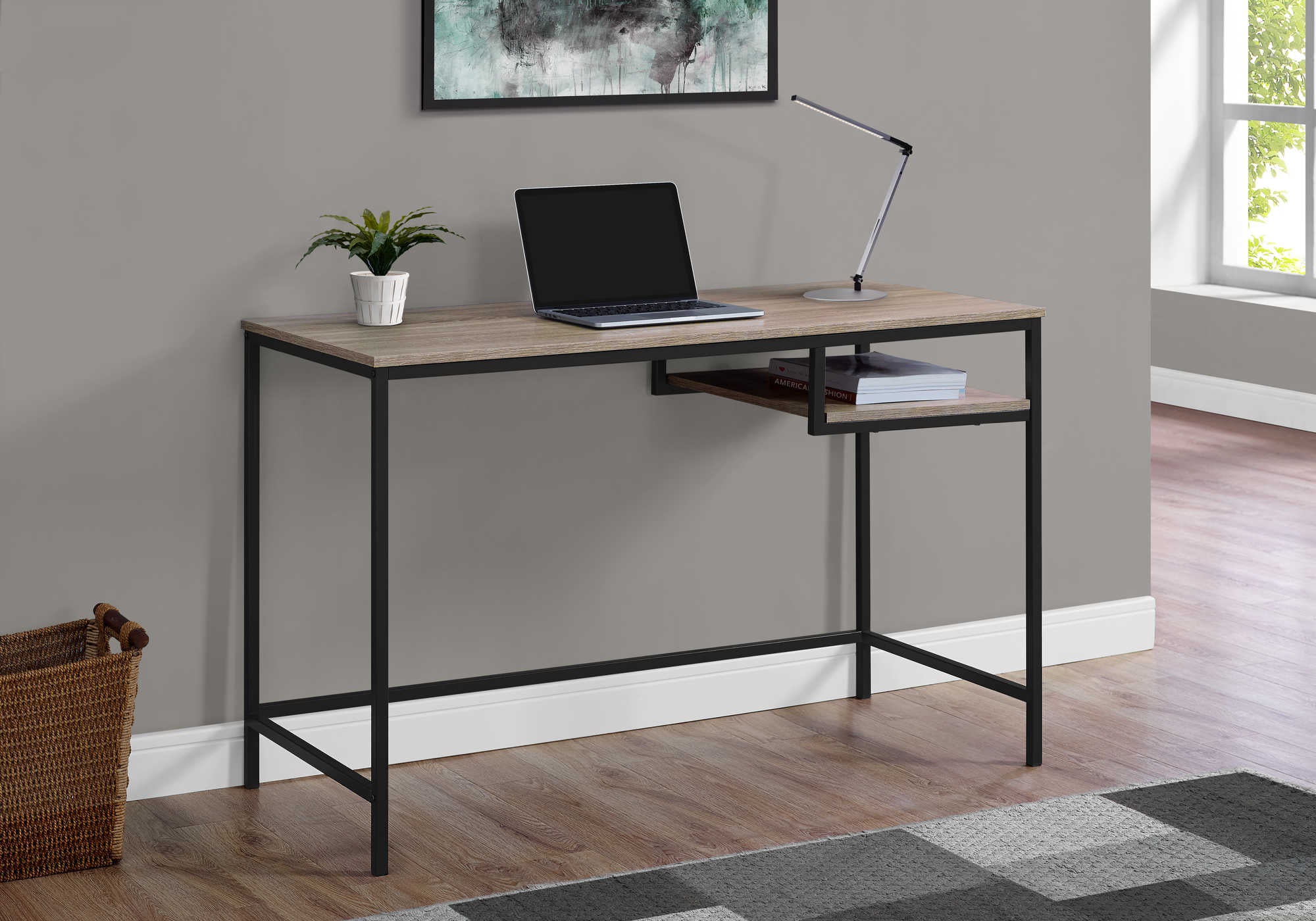 computer desk 48l dark taupe black metal i 7370