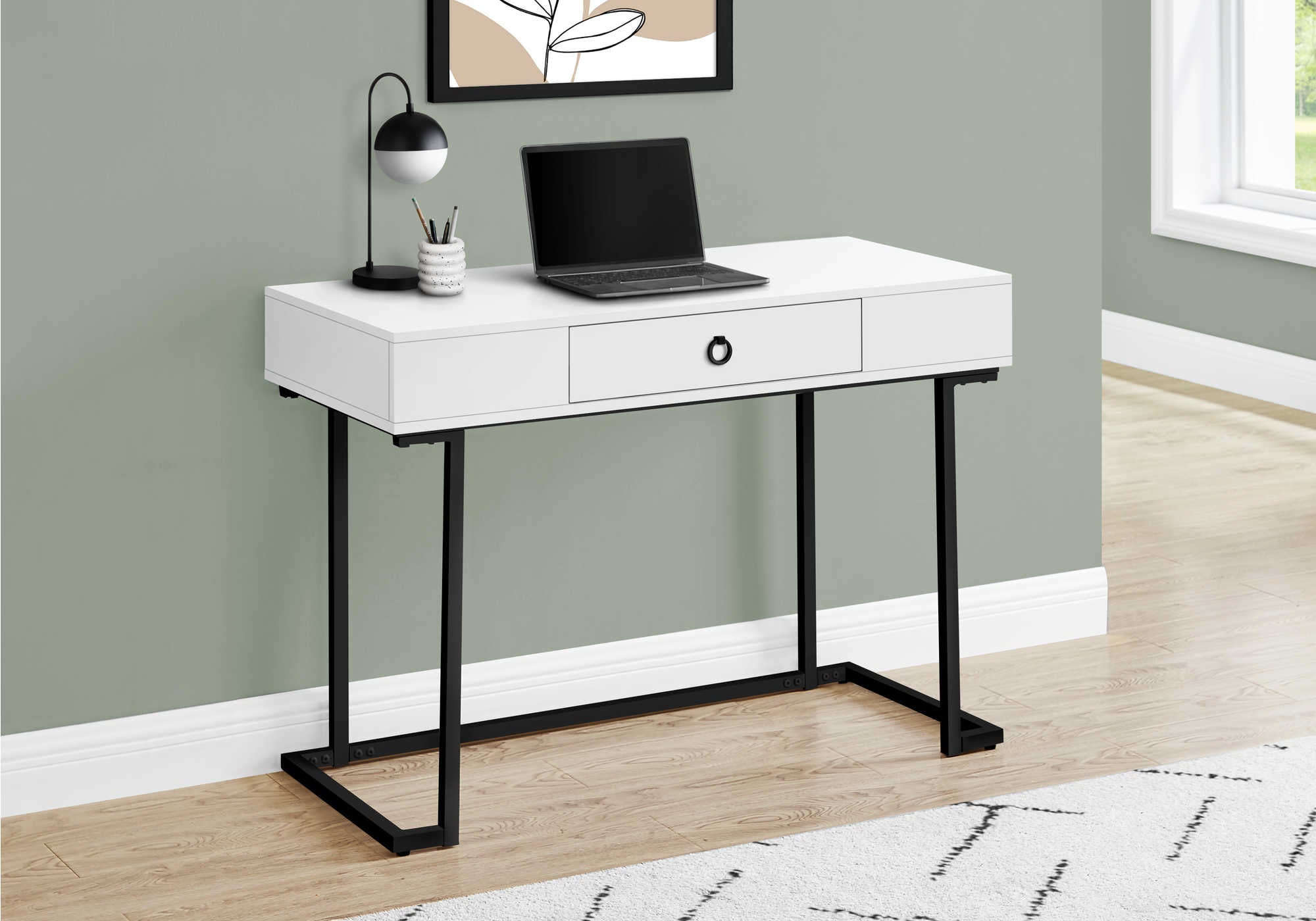 computer desk 42l white black metal i 7385