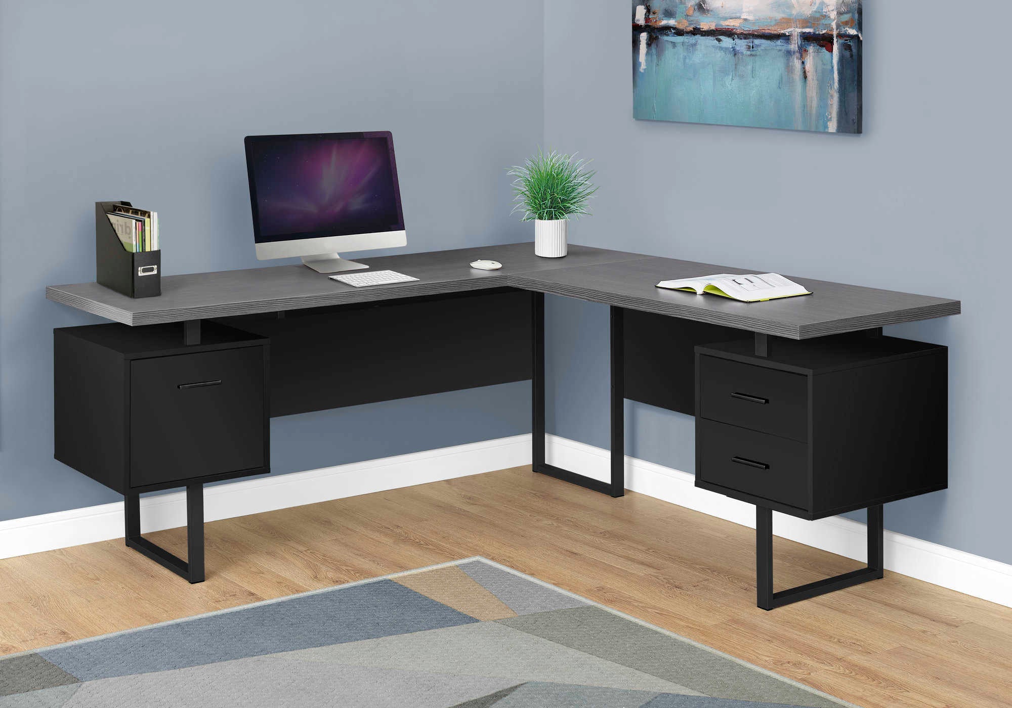 computer desk 70l black grey top left right facing i 7432