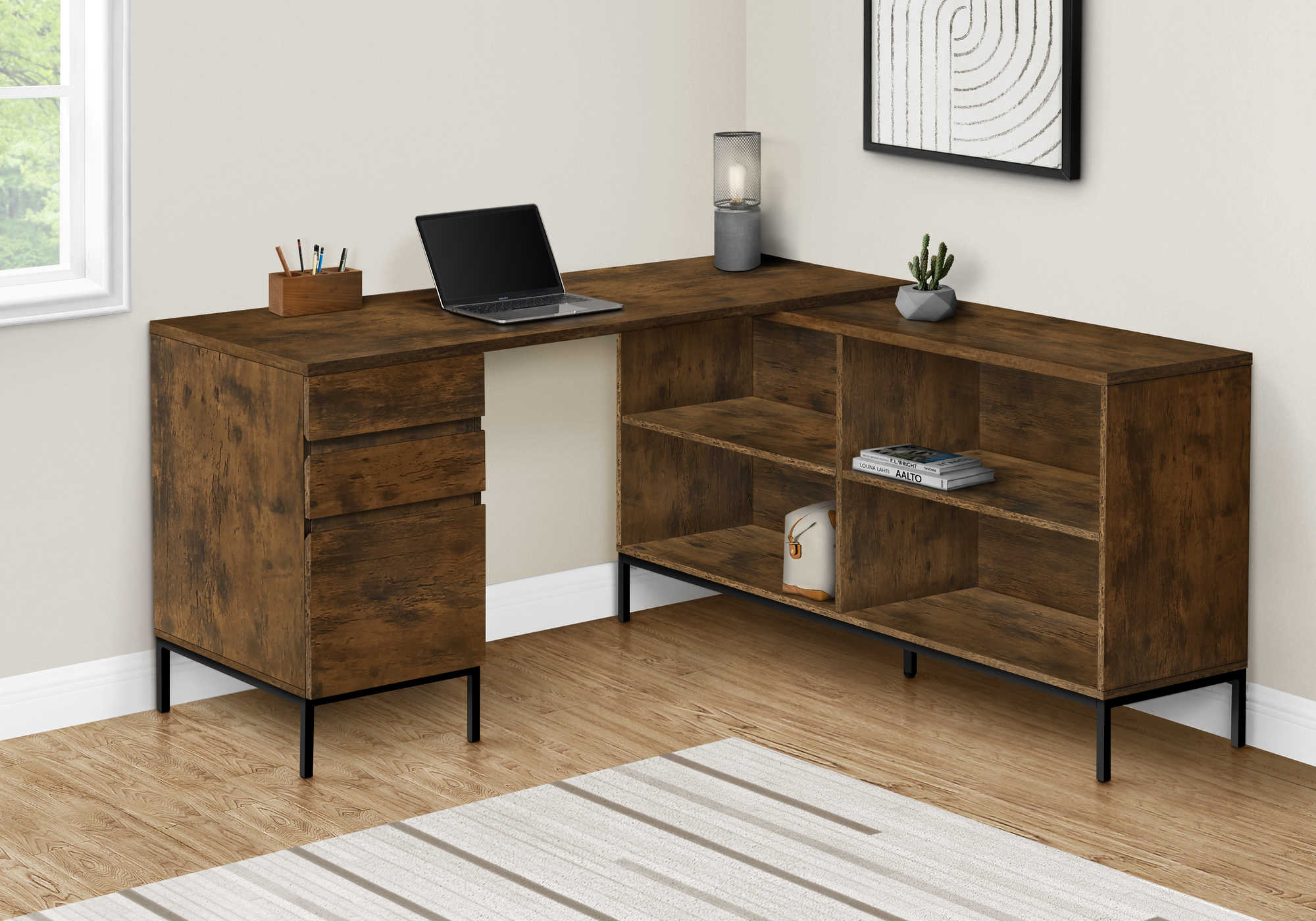 computer desk 60l rustic brown l shaped corner i 7490