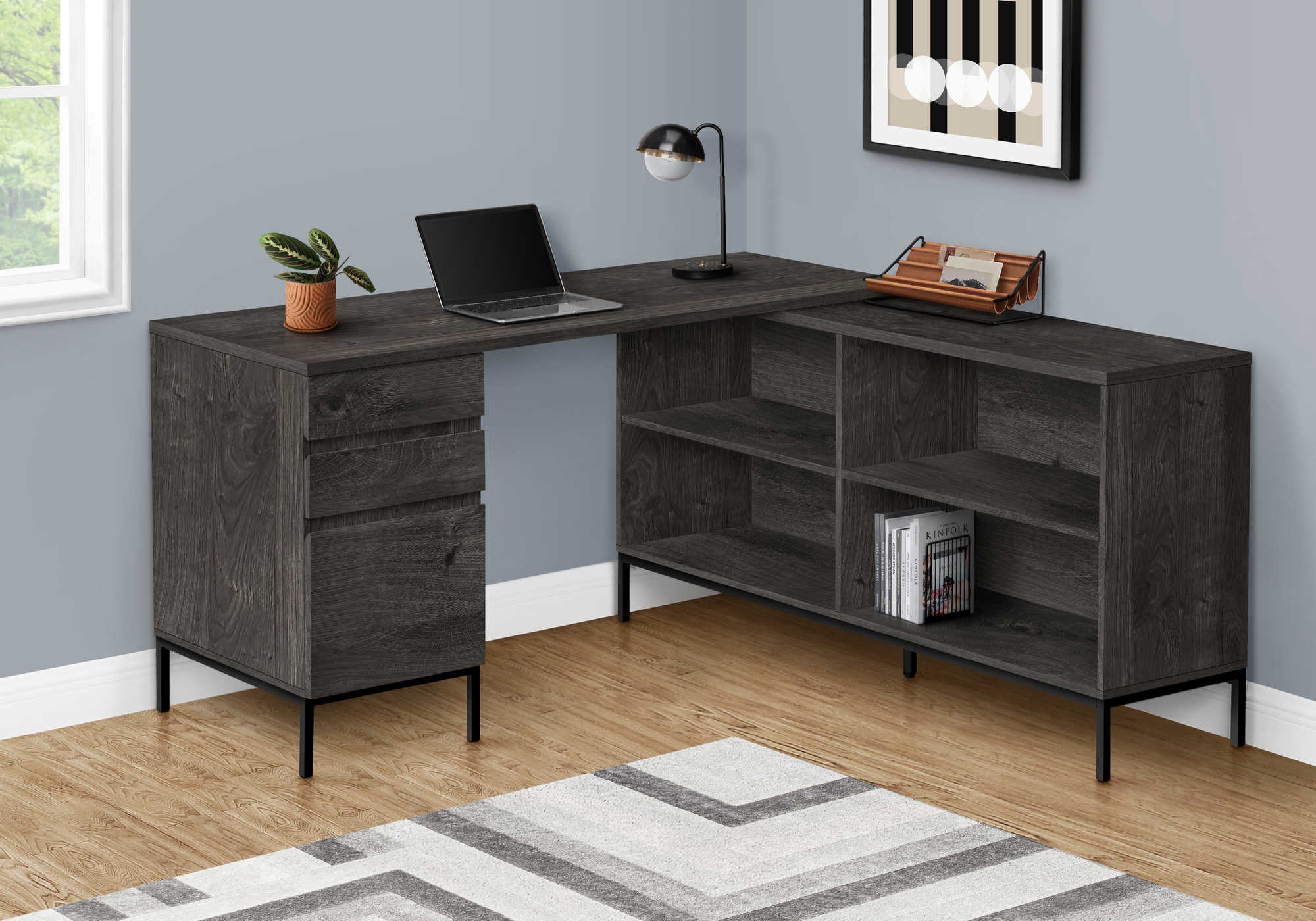 computer desk 60l dark grey l shaped corner i 7492