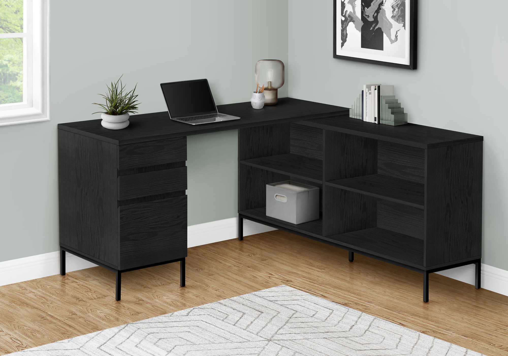 computer desk 60l black oak l shaped corner i 7493