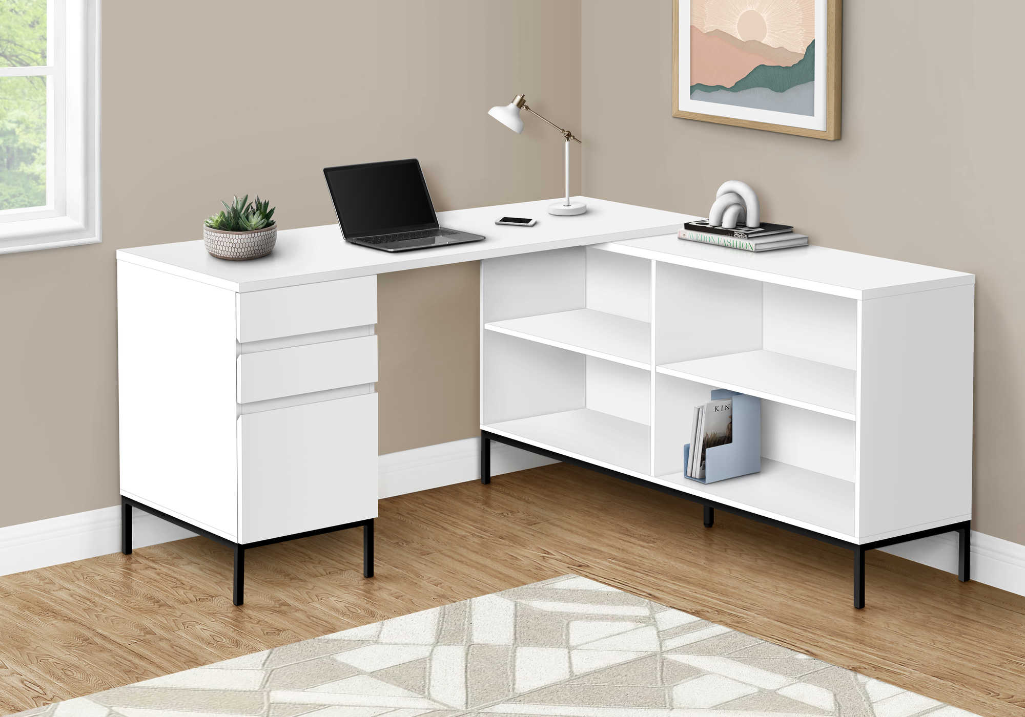 computer desk 60l white l shaped corner i 7494