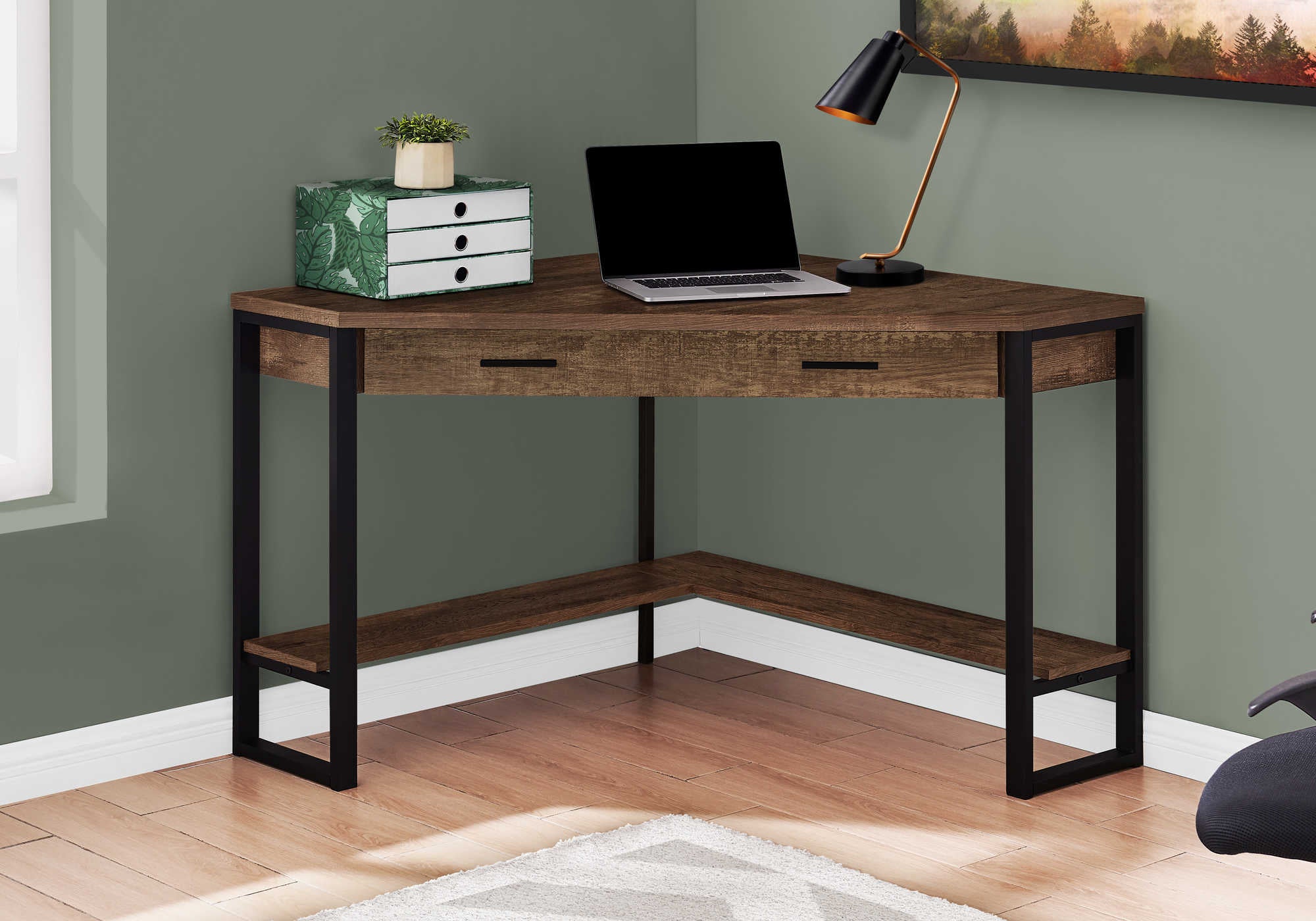 computer desk 42l brown reclaimed wood corner i 7504