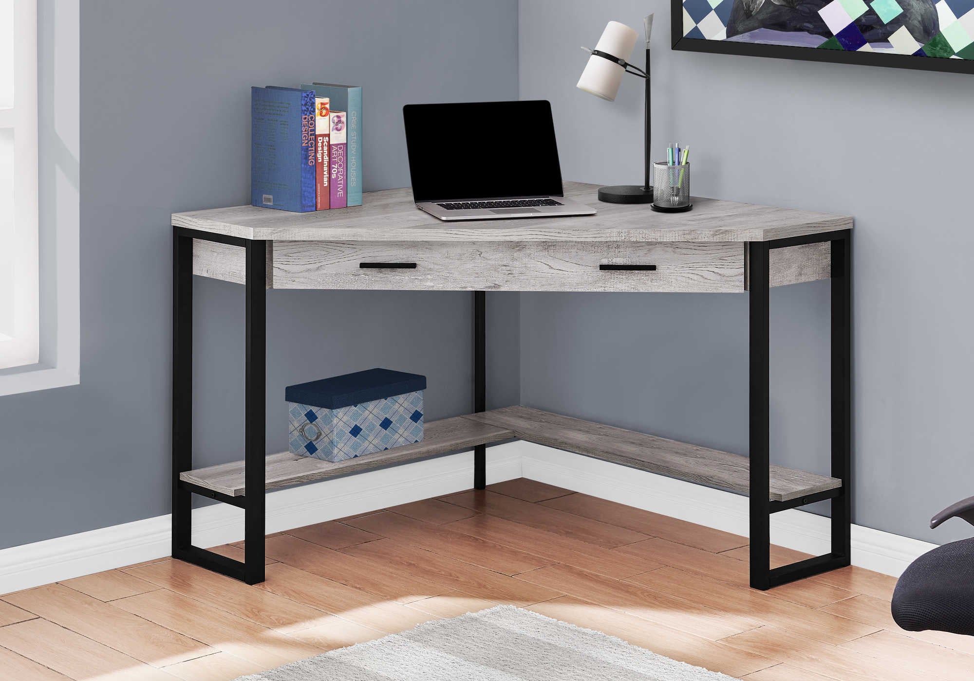 computer desk 42l grey reclaimed wood corner i 7505