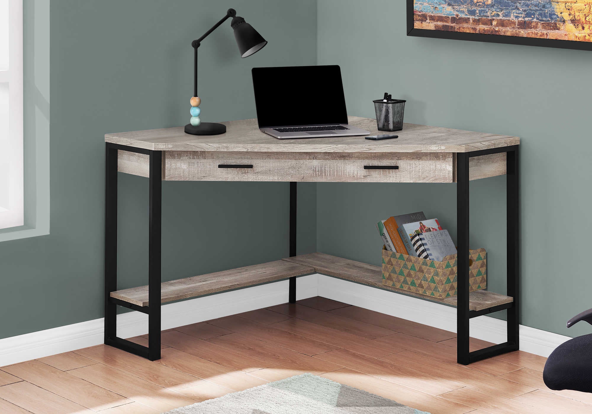 computer desk 42l taupe reclaimed wood corner i 7506