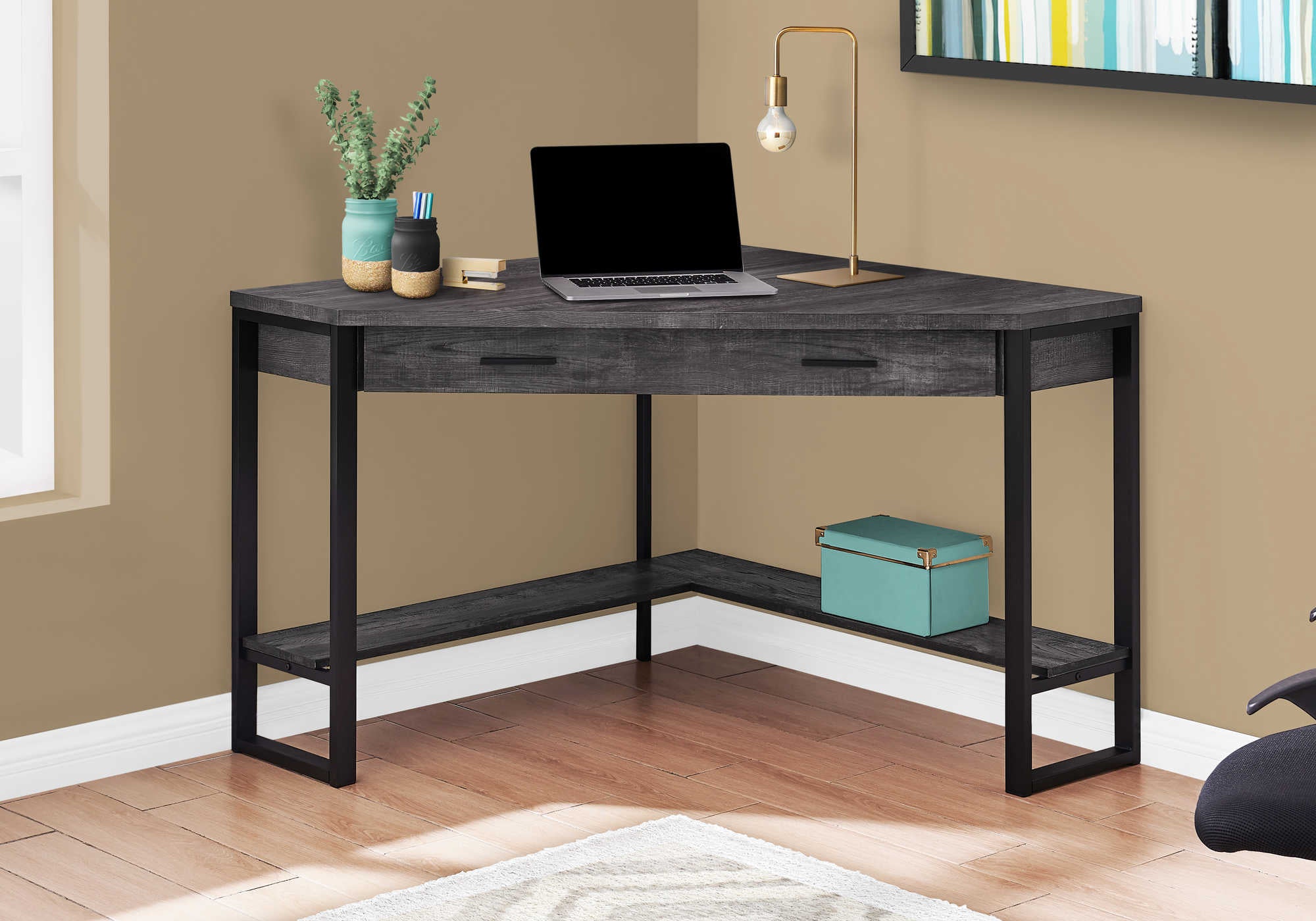 computer desk 42l black reclaimed wood corner i 7507