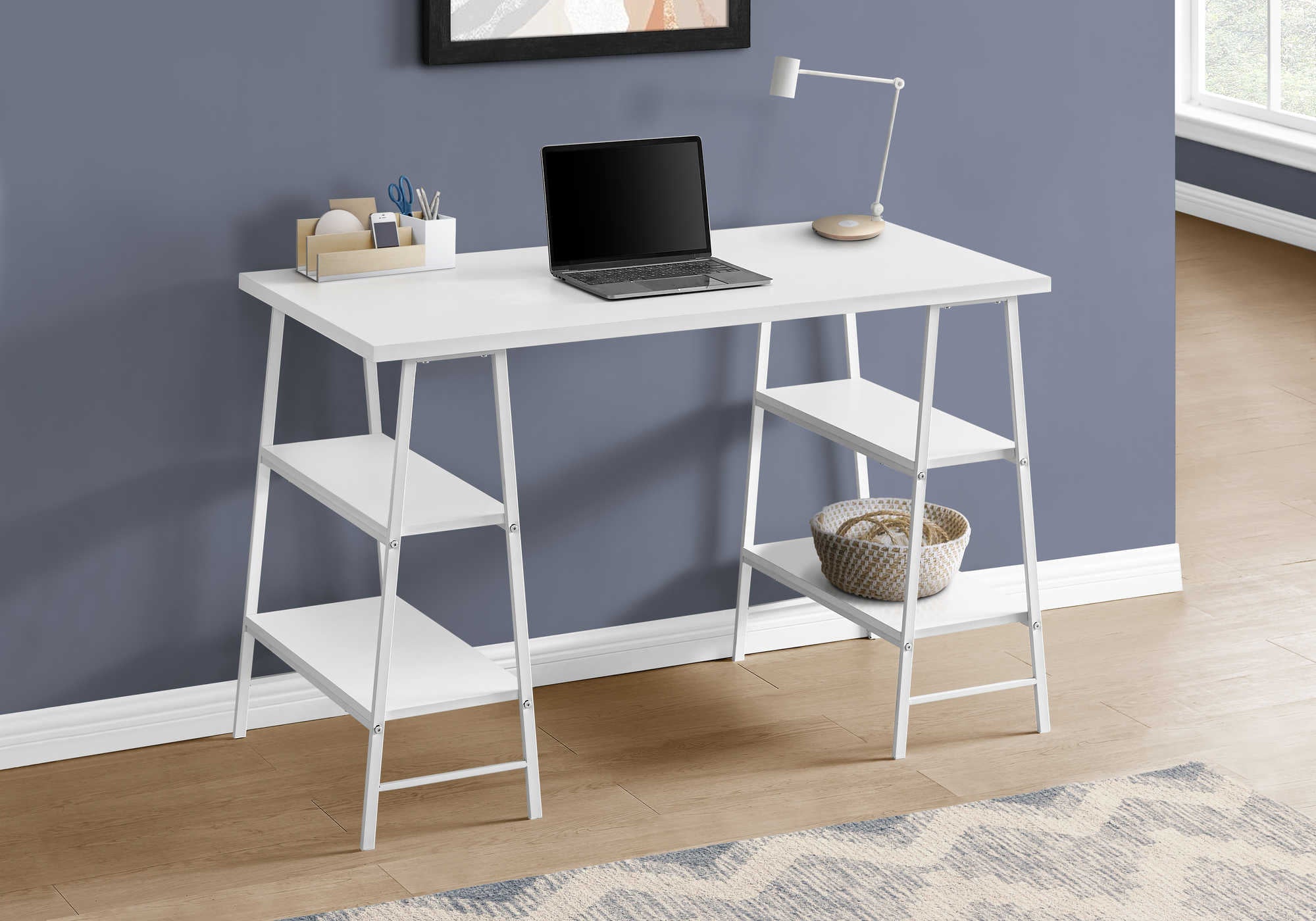 computer desk 48l white white metal i 7521