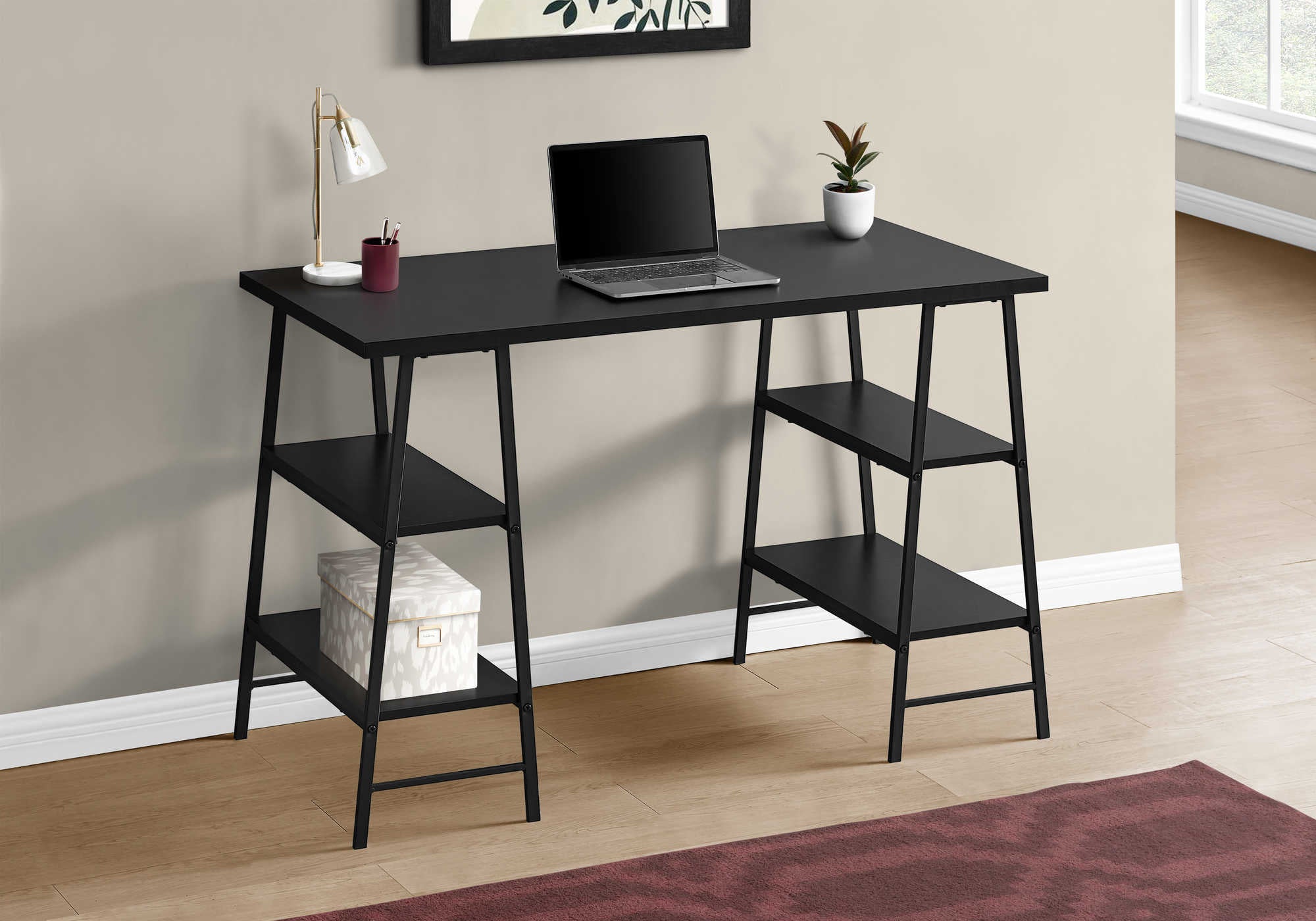 computer desk 48l black black metal i 7522