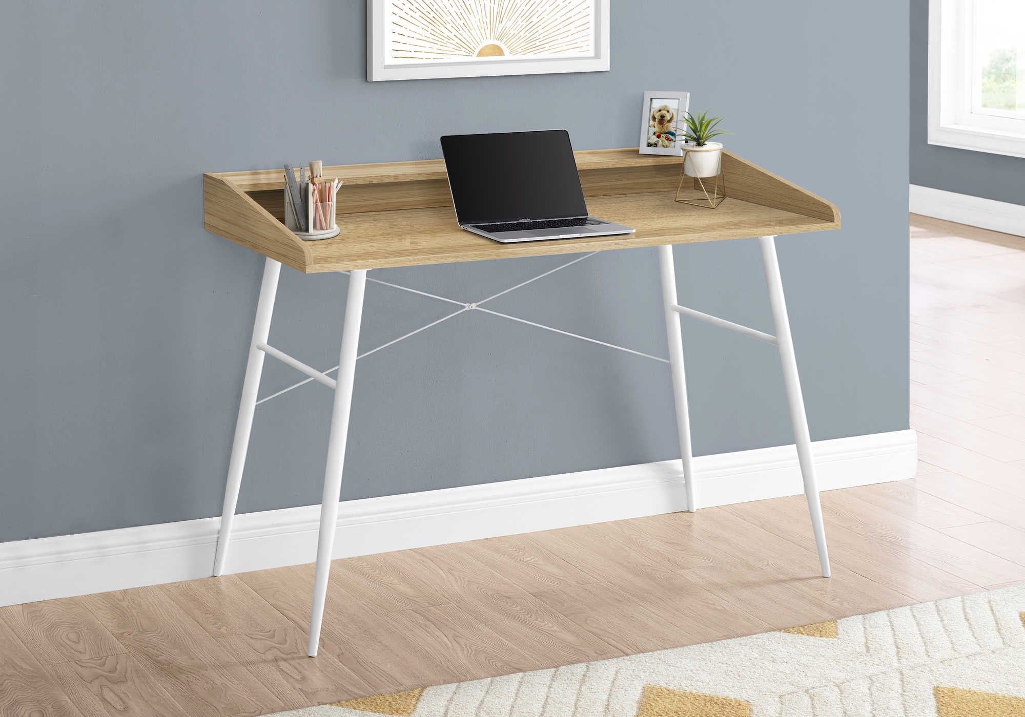 computer desk 48l natural white metal i 7534