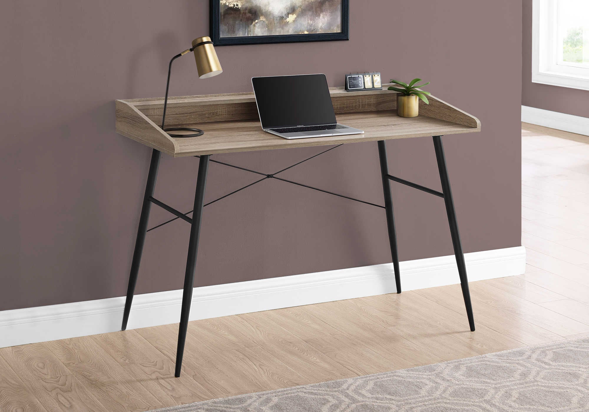 computer desk 48l dark taupe black metal i 7536