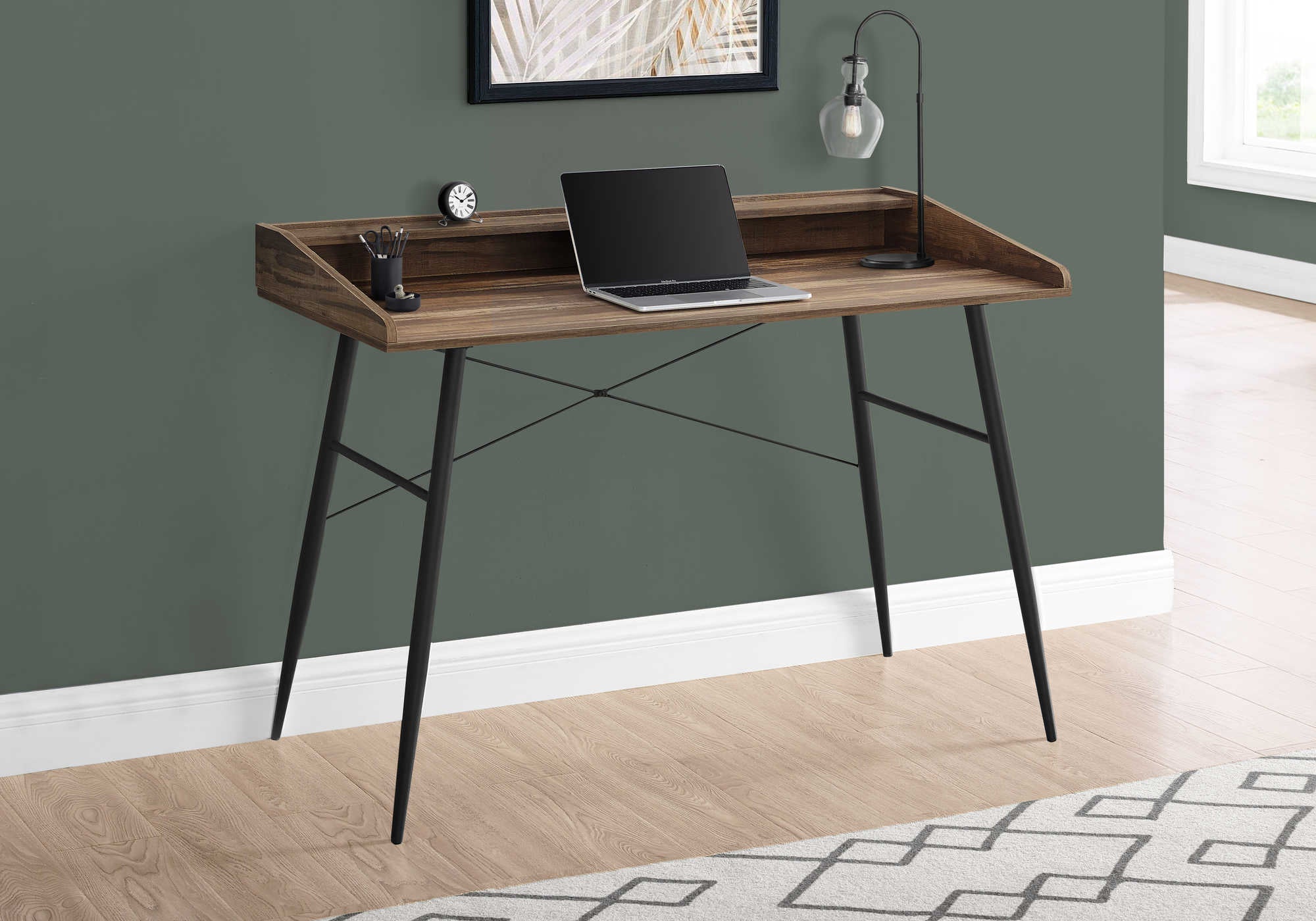 computer desk 48l brown reclaimed wood black metal i 7538