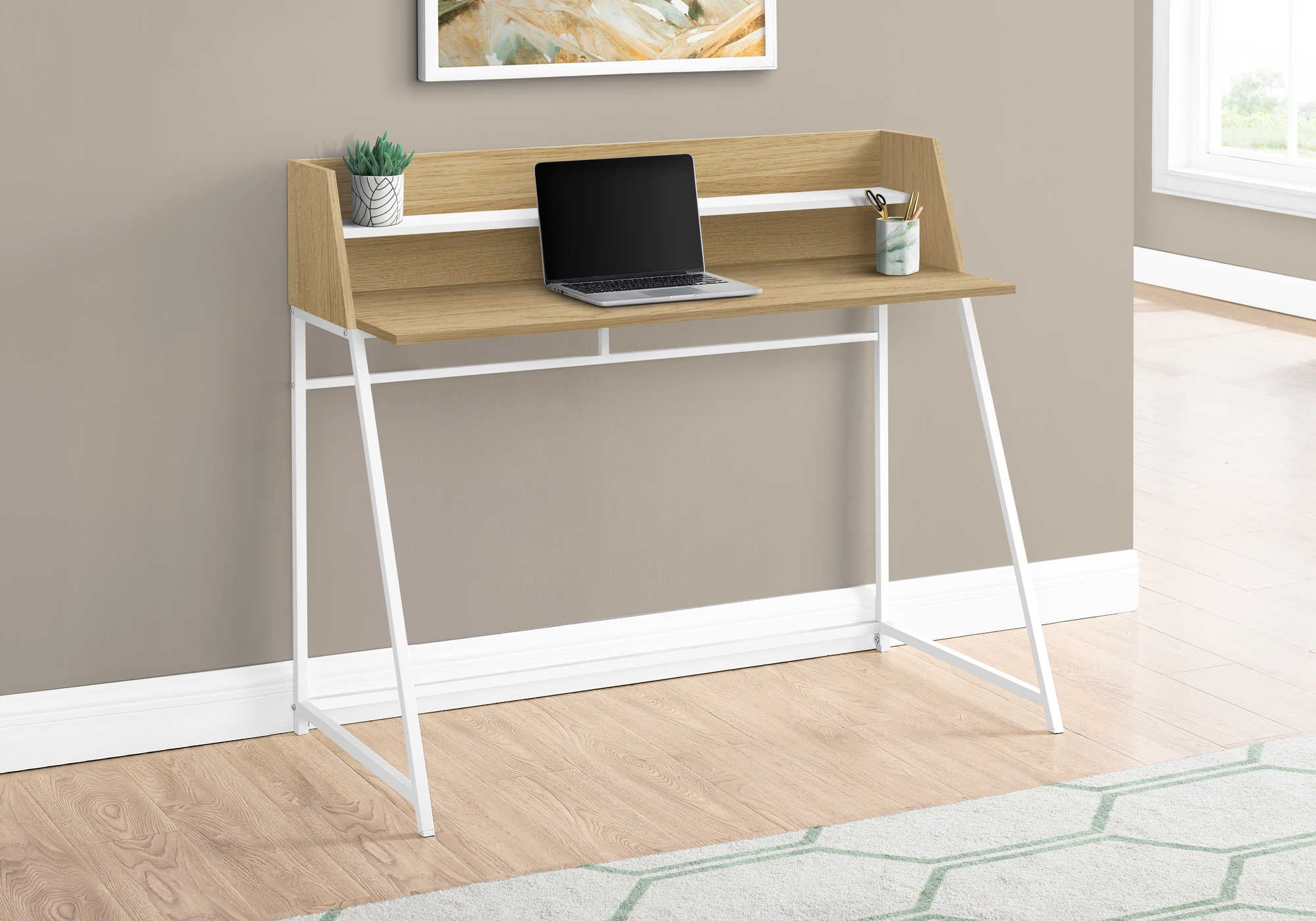 computer desk 48l natural white metal i 7543