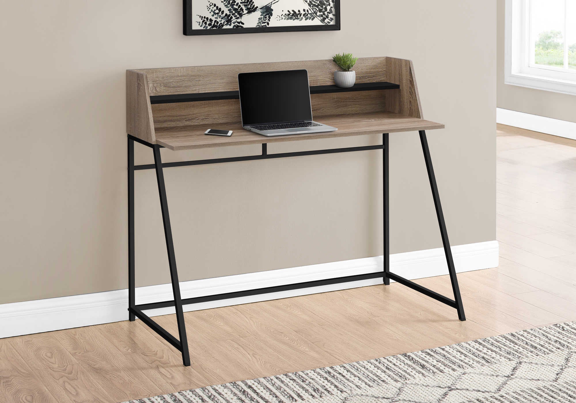 computer desk 48l dark taupe black metal i 7546