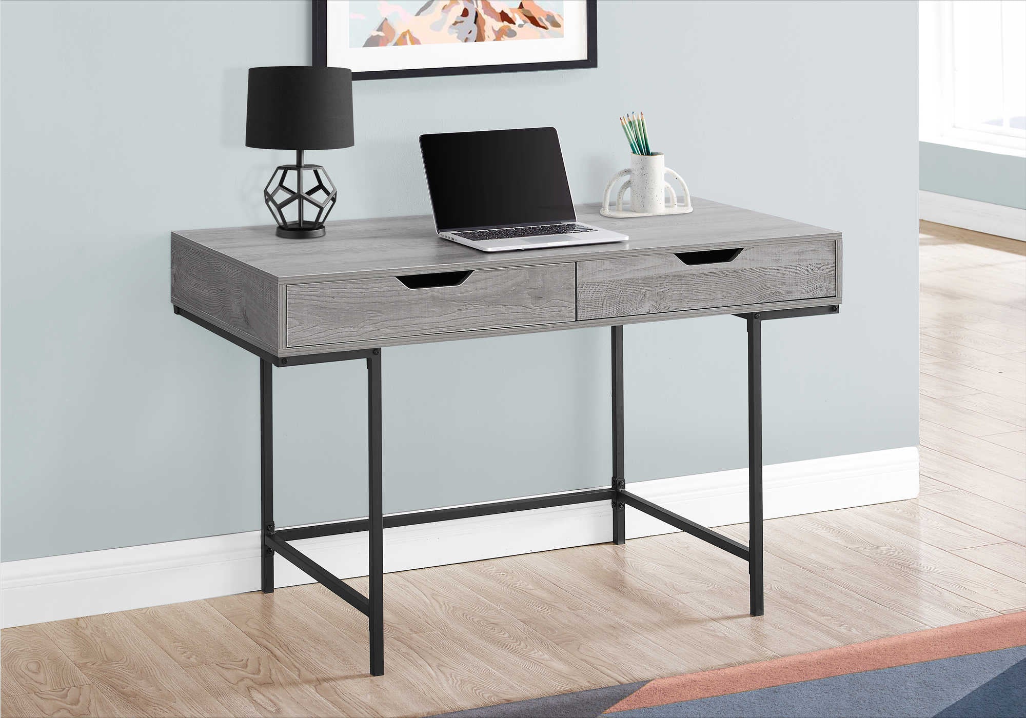 computer desk 48l grey black metal i 7553