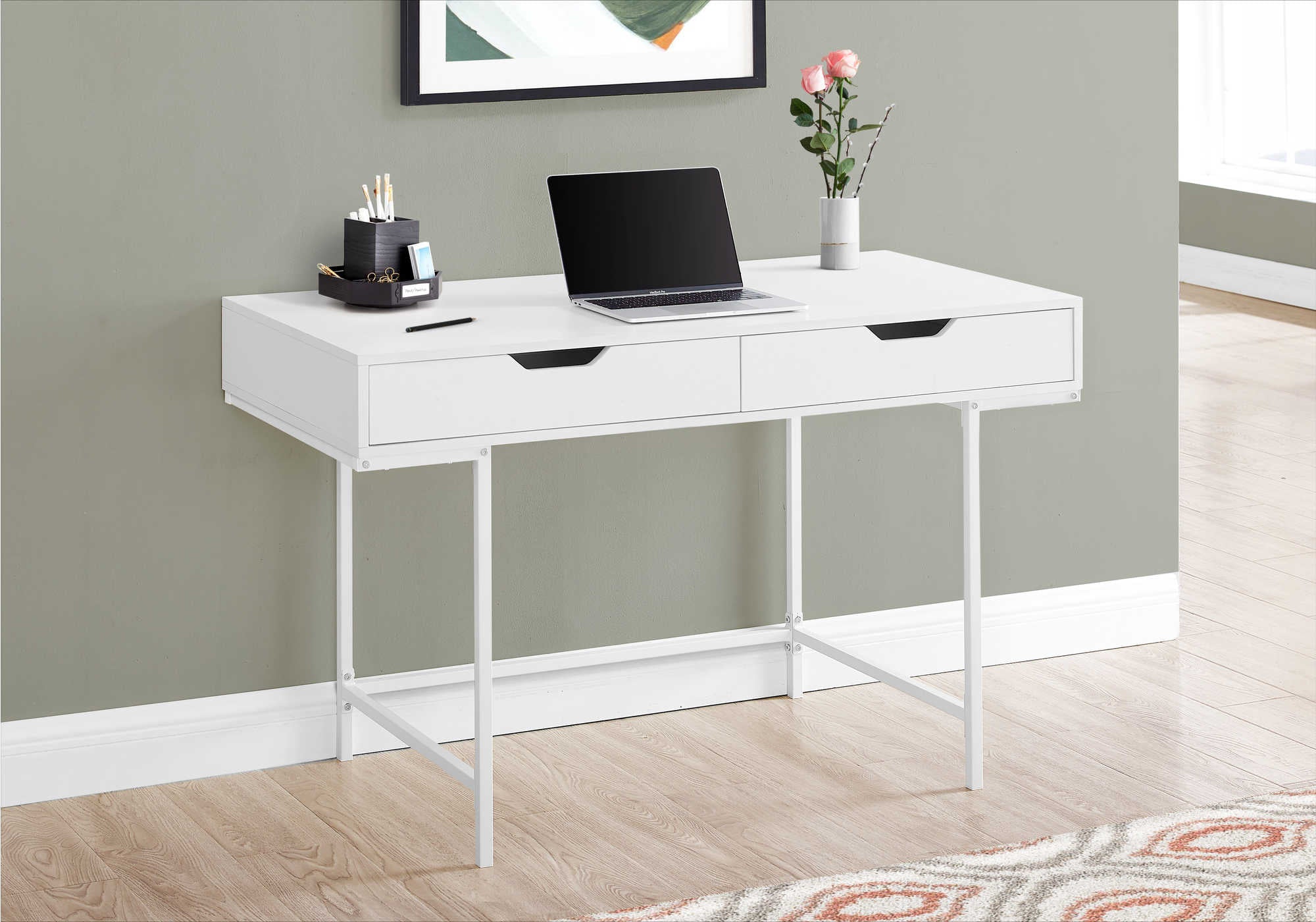 computer desk 48l white white metal i 7554