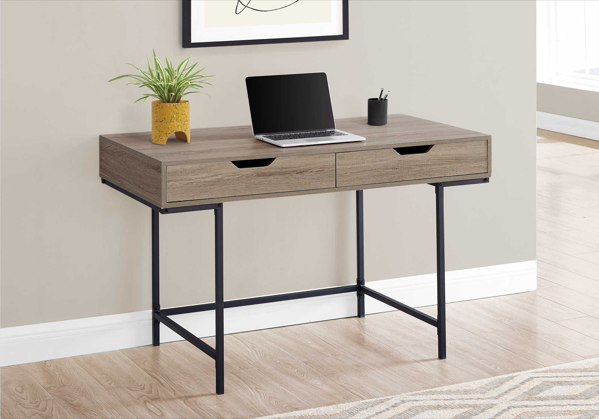 computer desk 48l dark taupe black metal i 7555