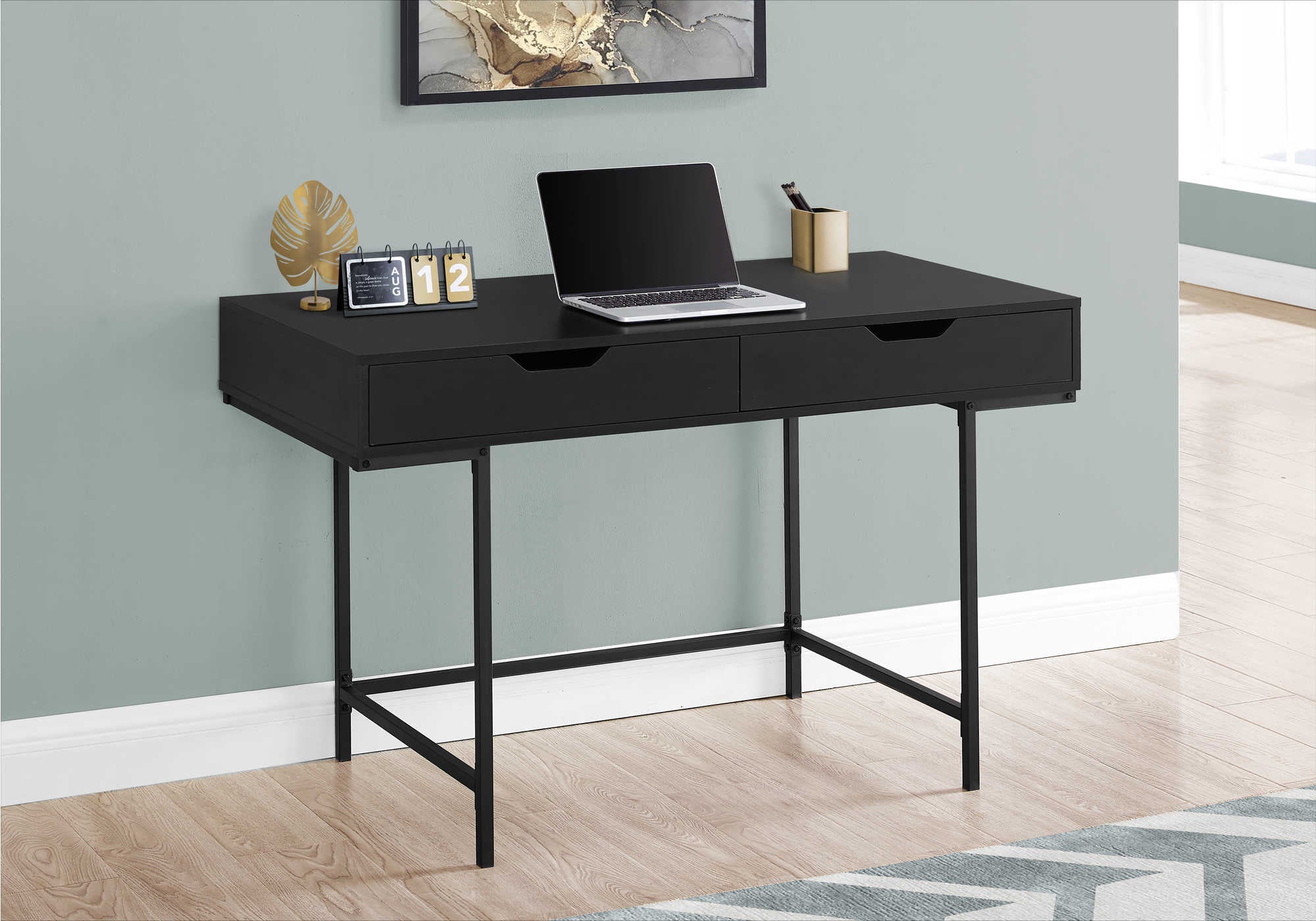 computer desk 48l black black metal i 7556