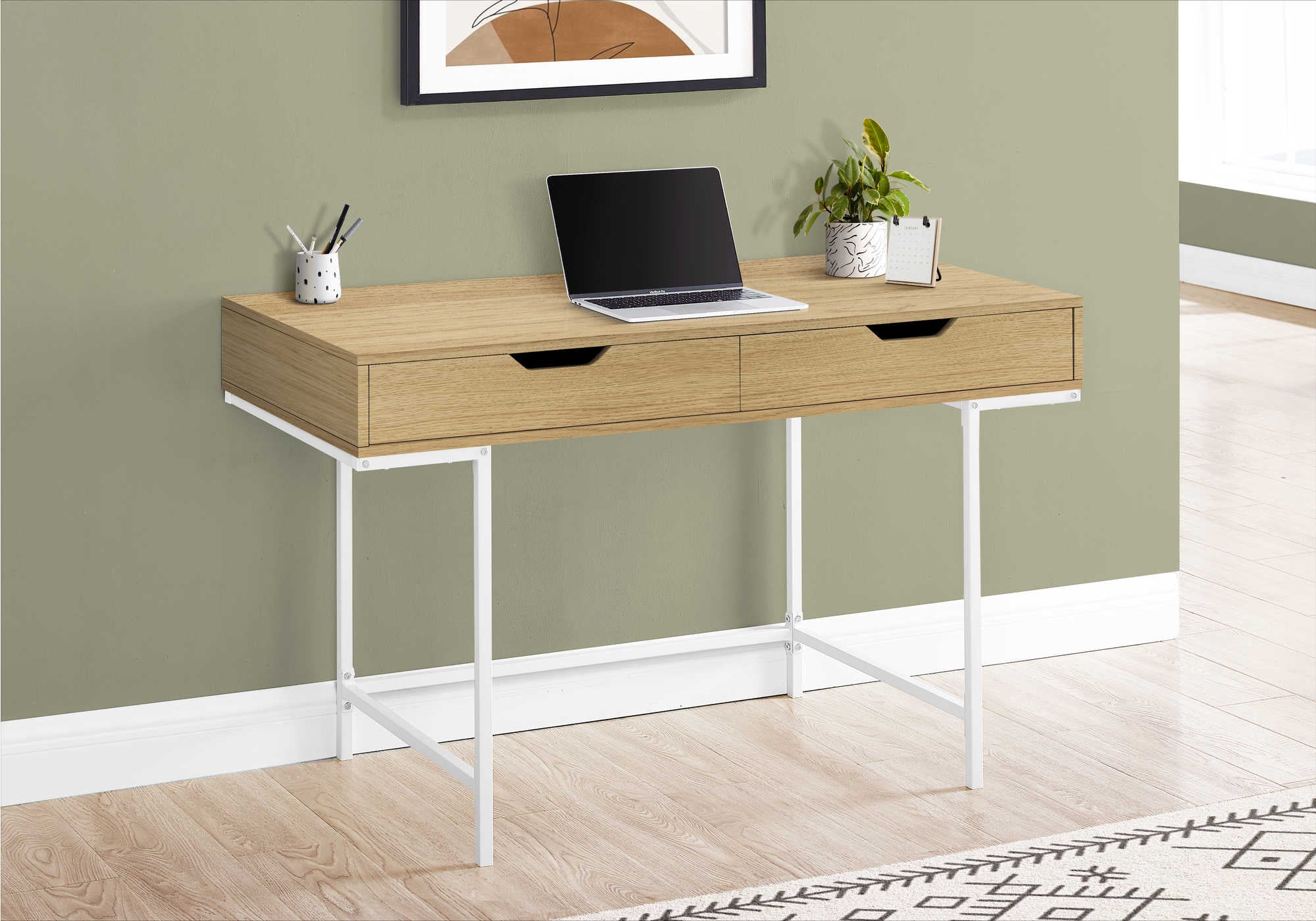 computer desk 48l natural white metal i 7569