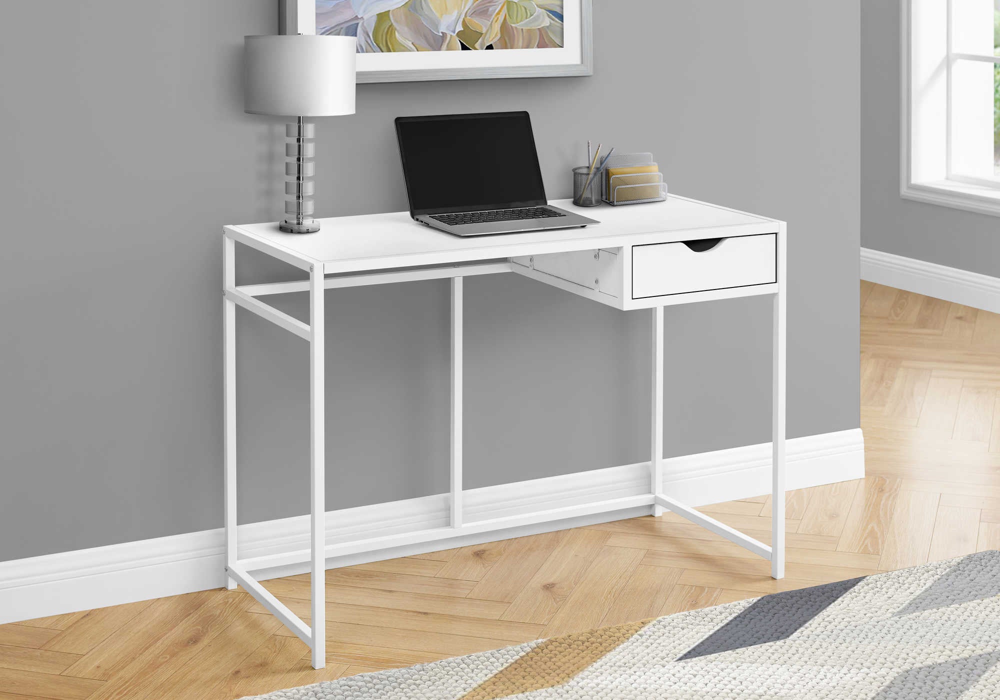 computer desk 42l white white metal i 7570