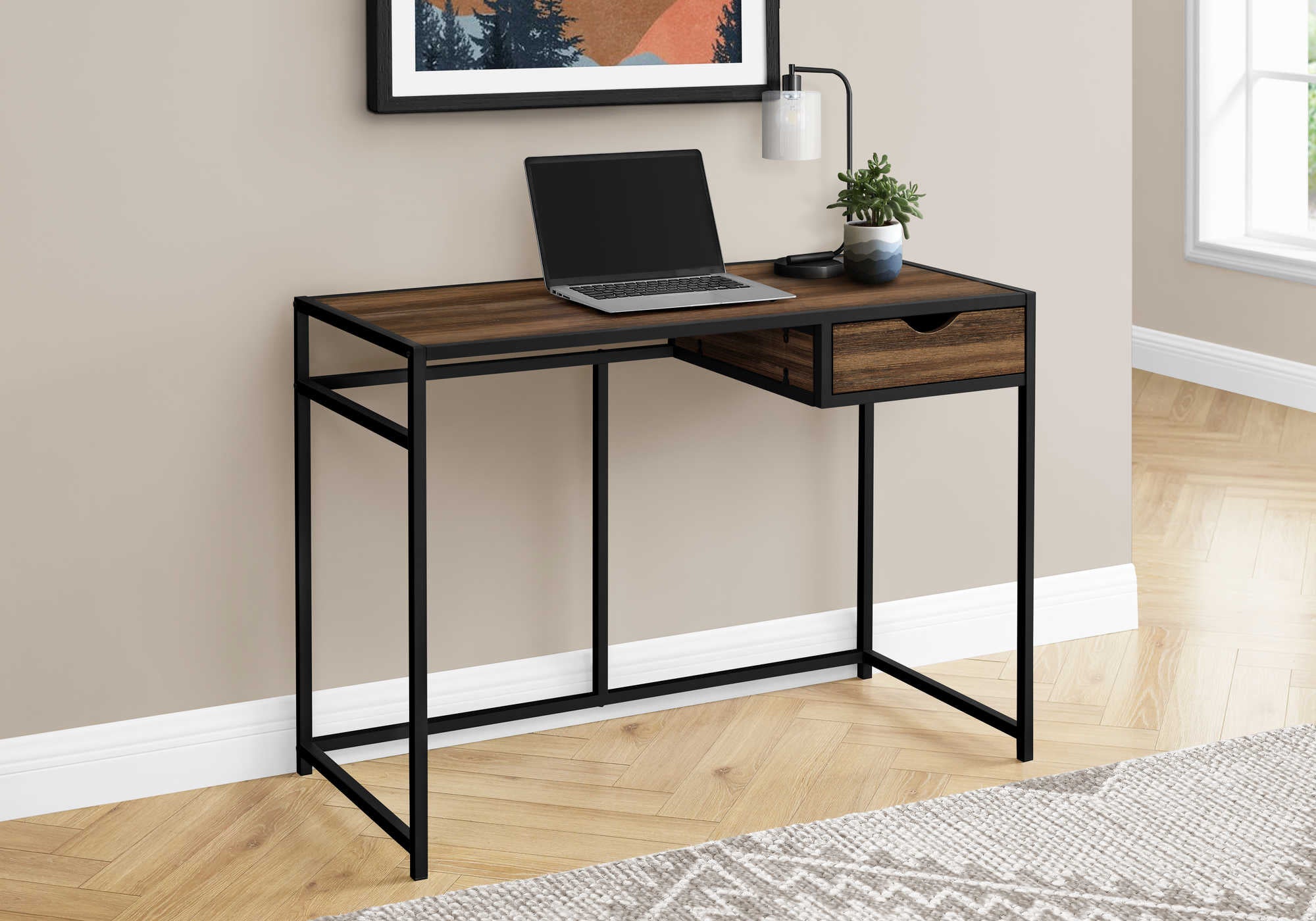 computer desk 42l brown reclaimed black metal i 7574