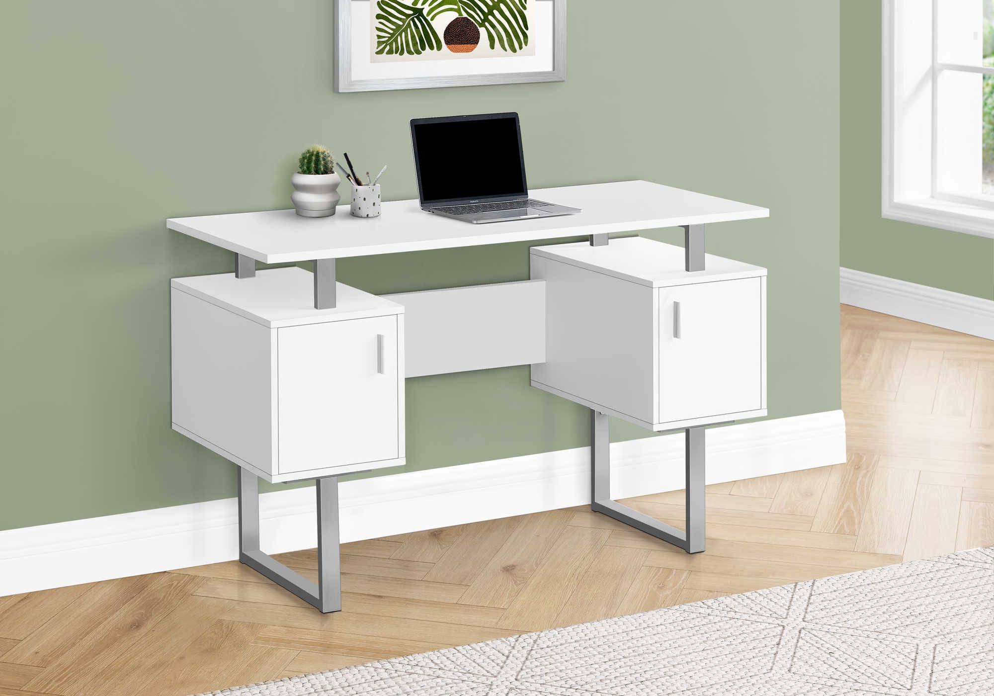 computer desk 48l white silver metal i 7605