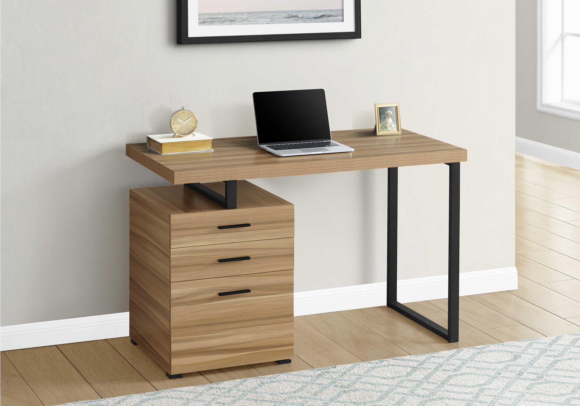 computer desk 48l reclaimed wood black metal l r i 7642