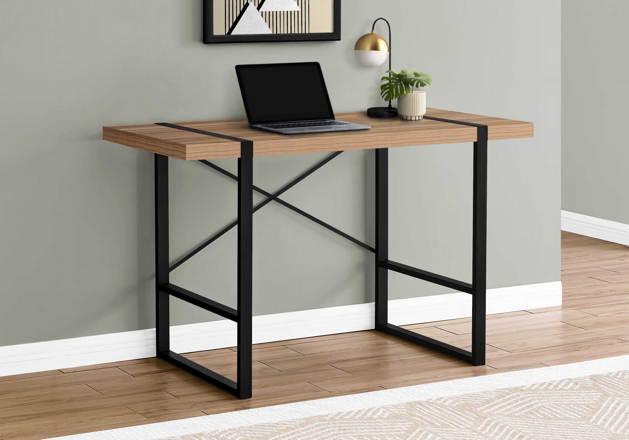 computer desk 48l light reclaimed wood black metal i 7657