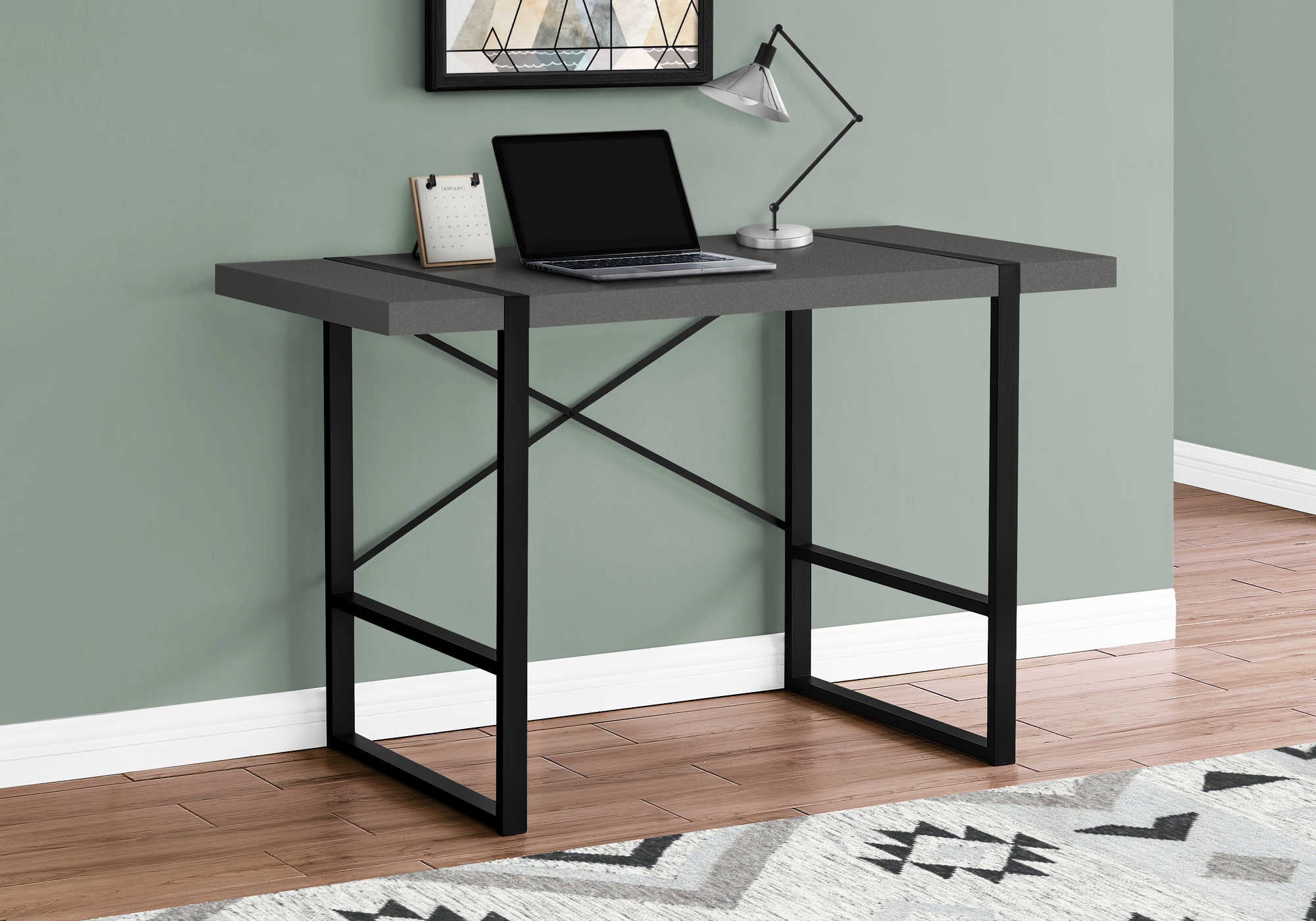 computer desk 48l modern grey black metal i 7660