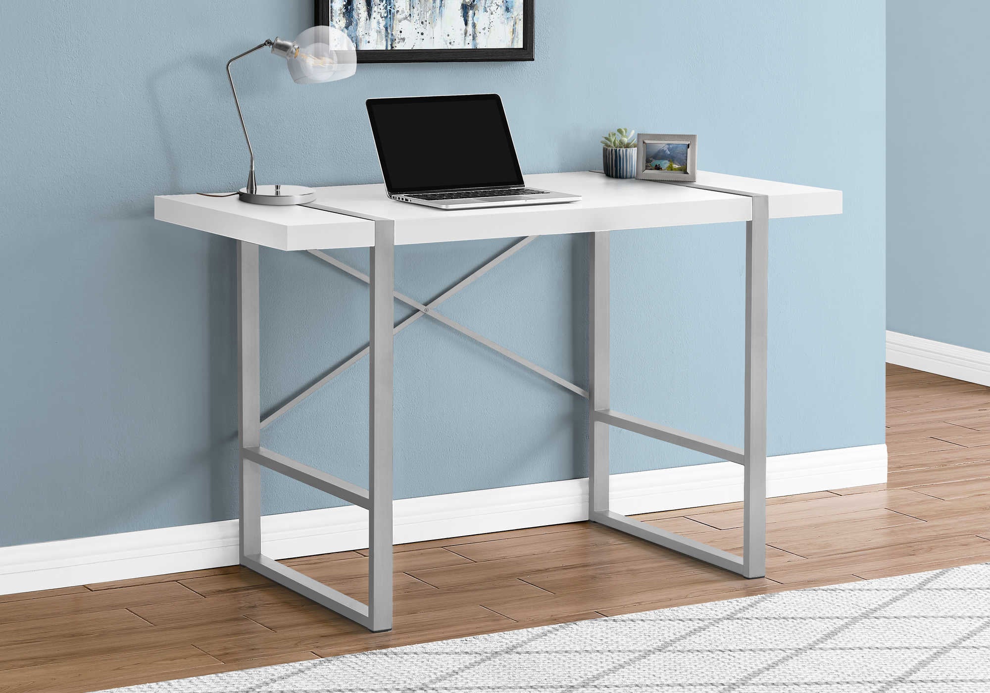 computer desk 48l white silver metal i 7663