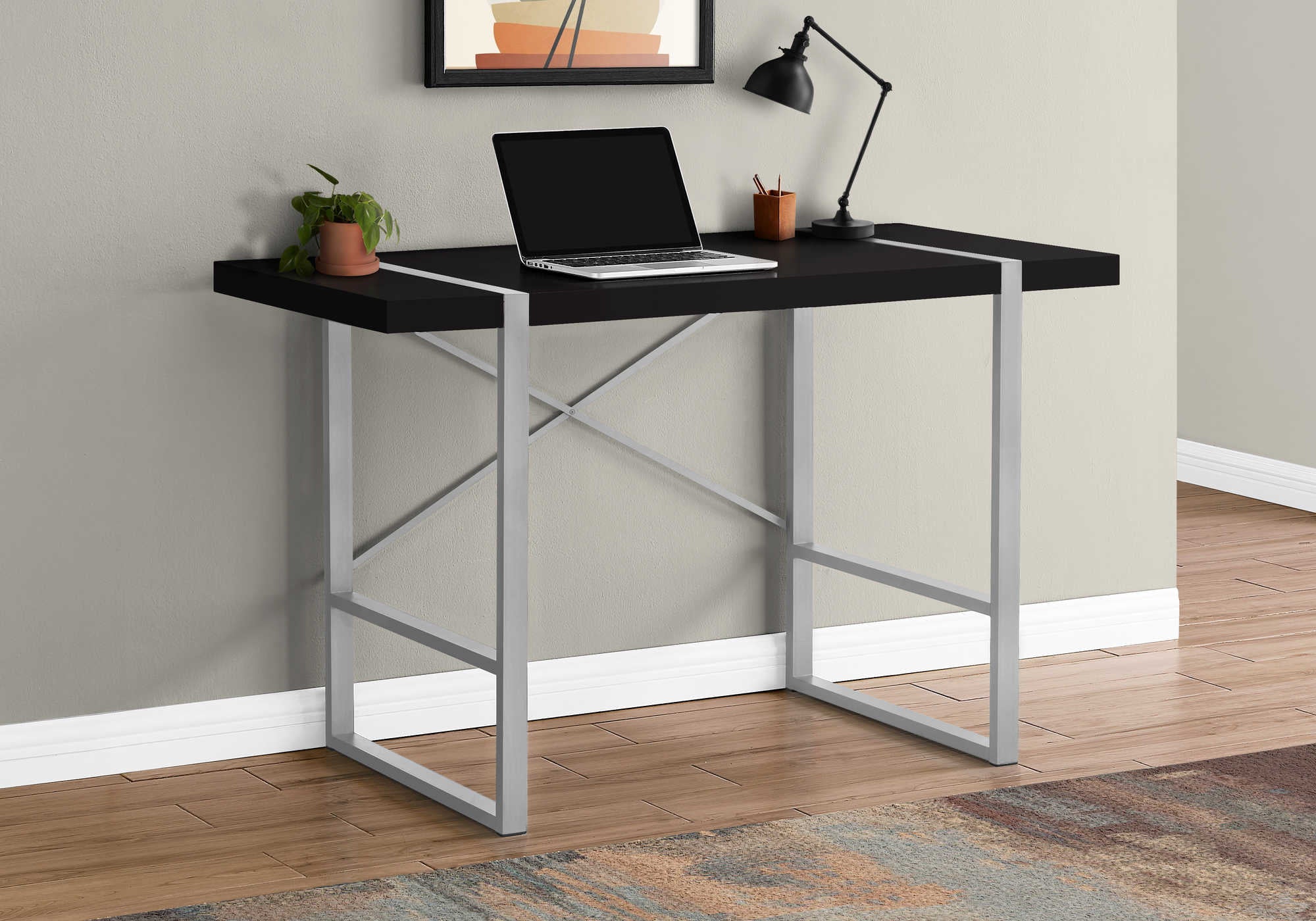 computer desk 48l black silver metal i 7664