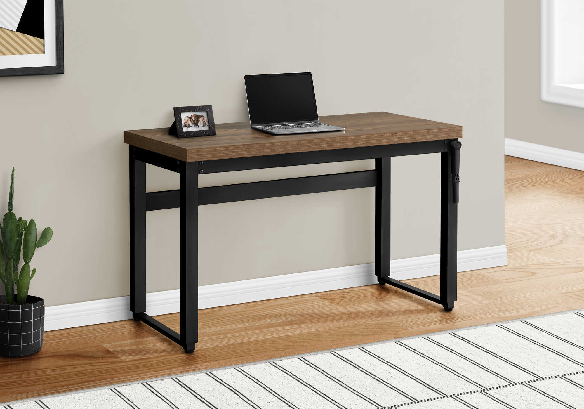 computer desk 48l walnut adj.height black metal i 7675