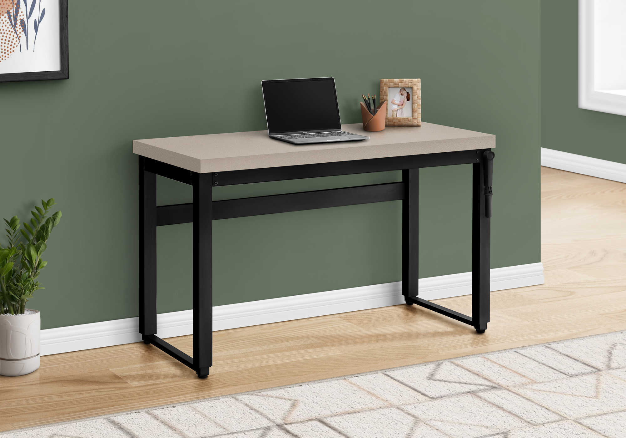 computer desk 48l modern taupe adj.height black i 7679