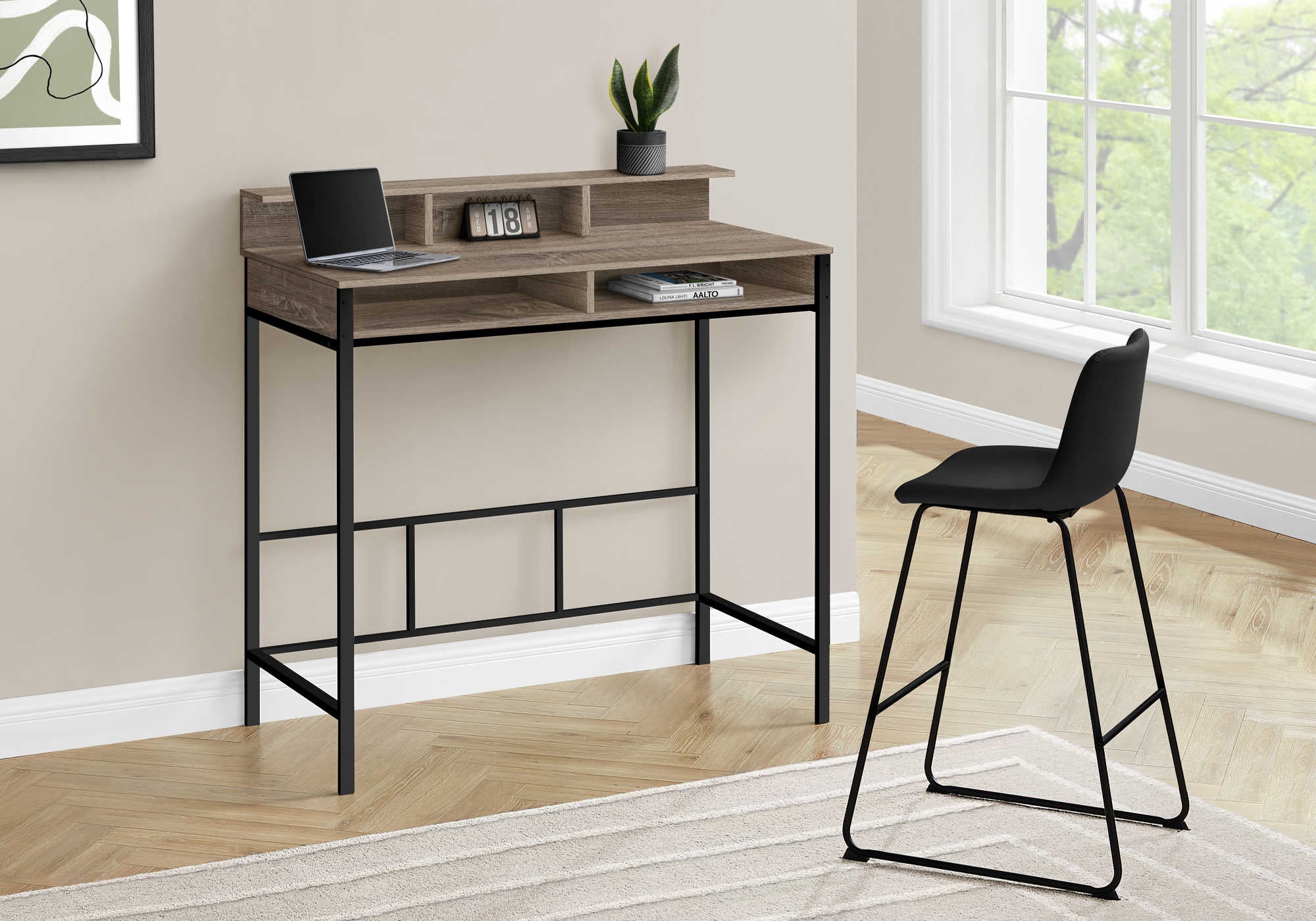 computer desk 48l dark taupe black standing height i 7702