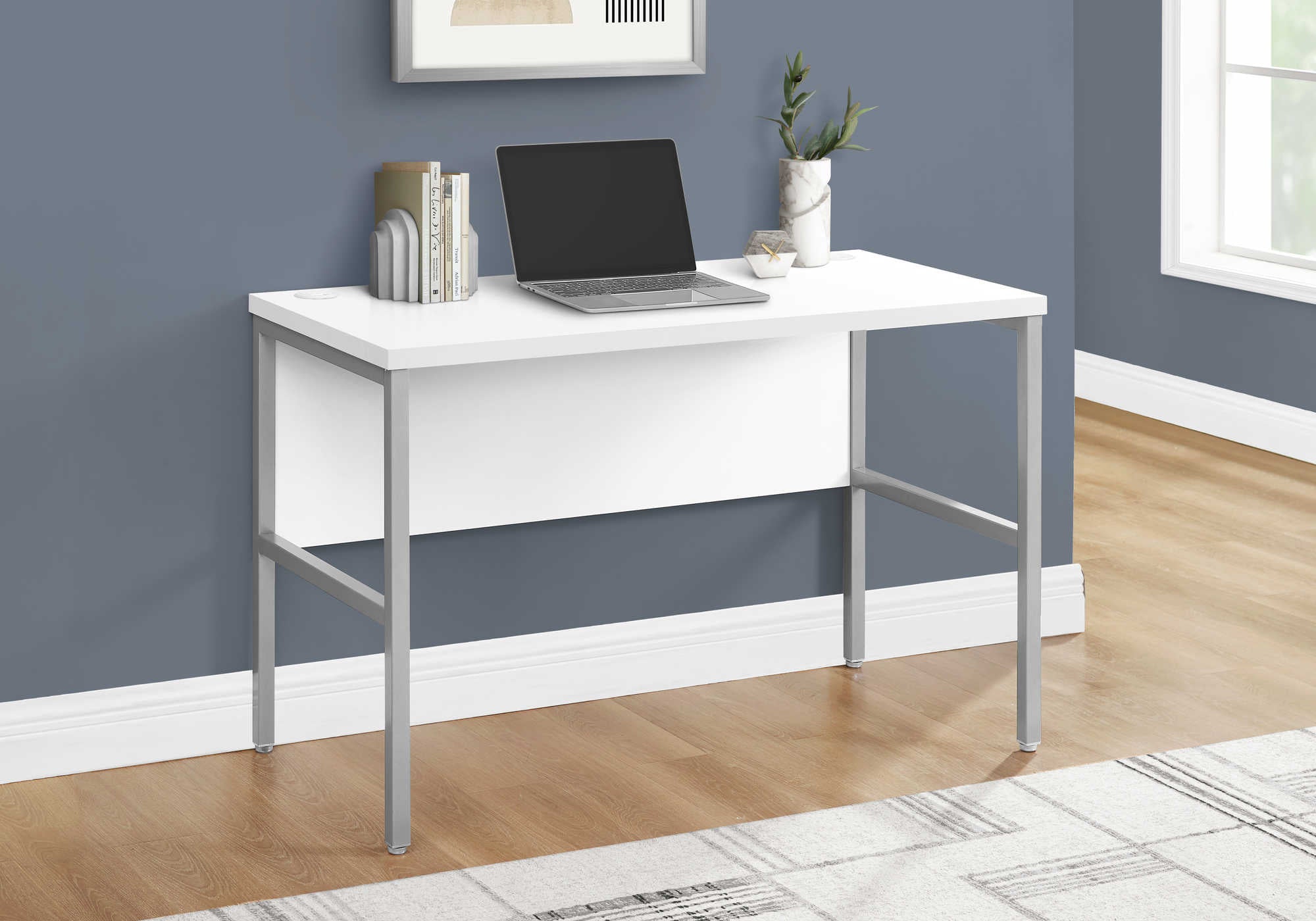 computer desk 48l white silver commercial grade i 7726