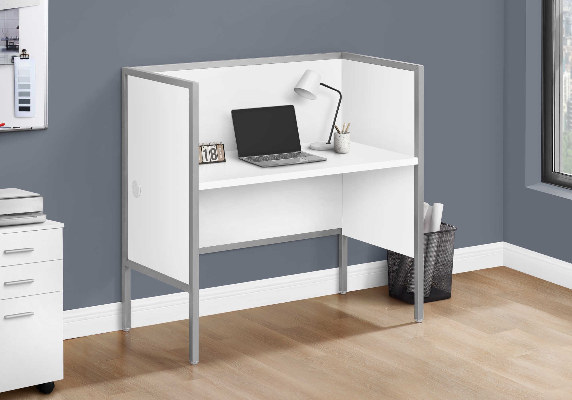 office cubicle - 48"l white/ silver commercial grade desk i 7729