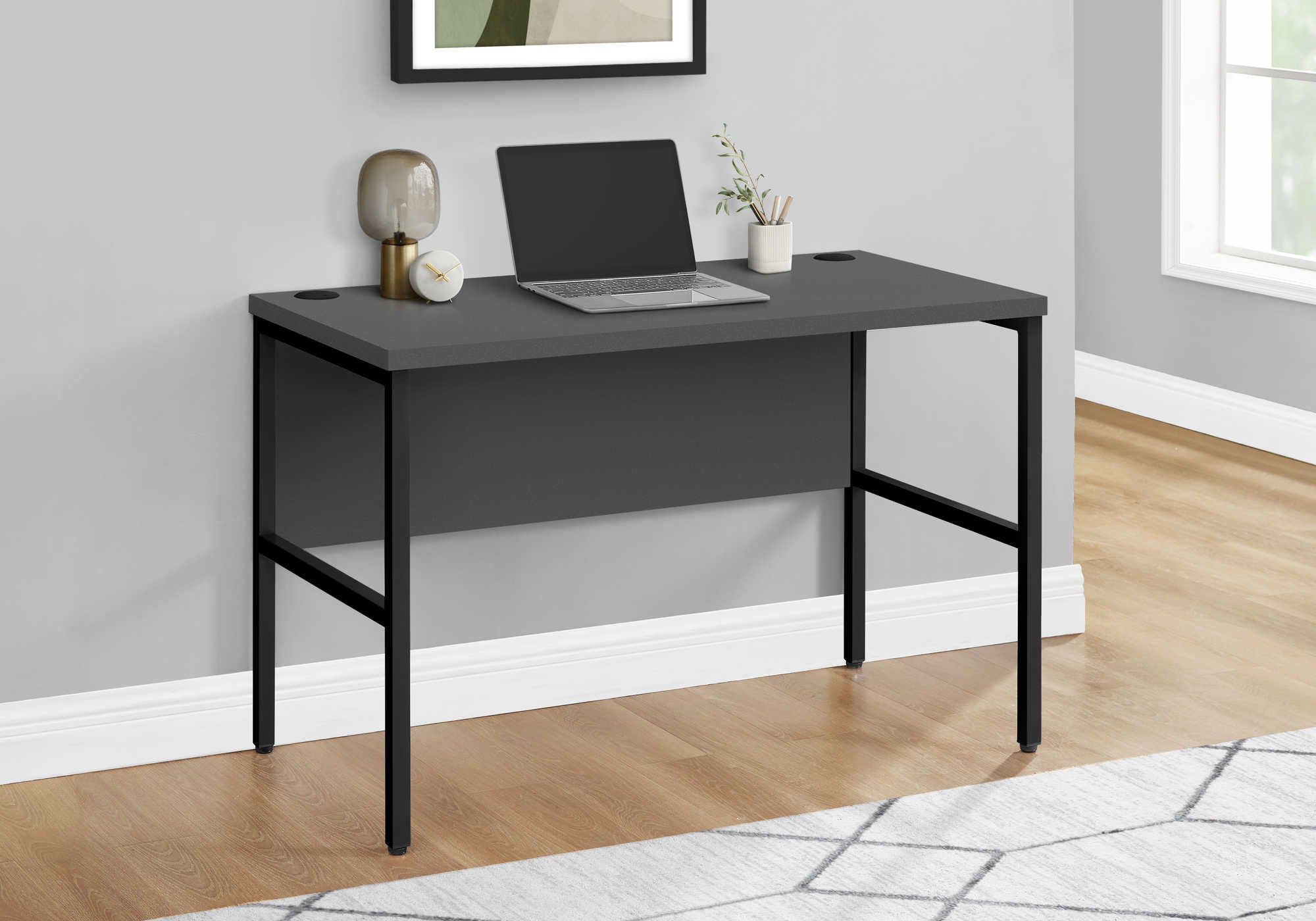 computer desk 48l grey black commercial grade i 7731