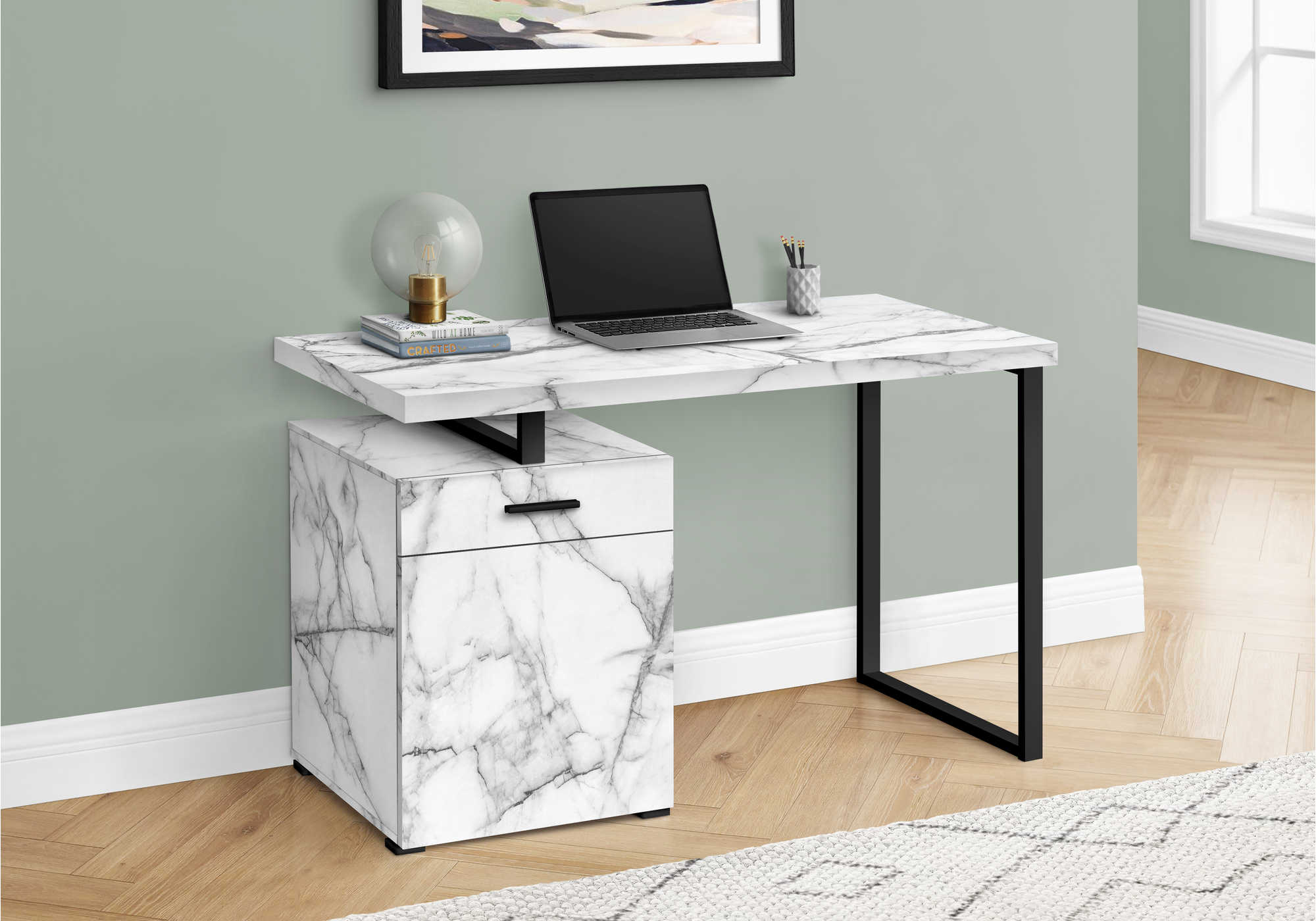 computer desk 48l white marble left or right facing i 7762