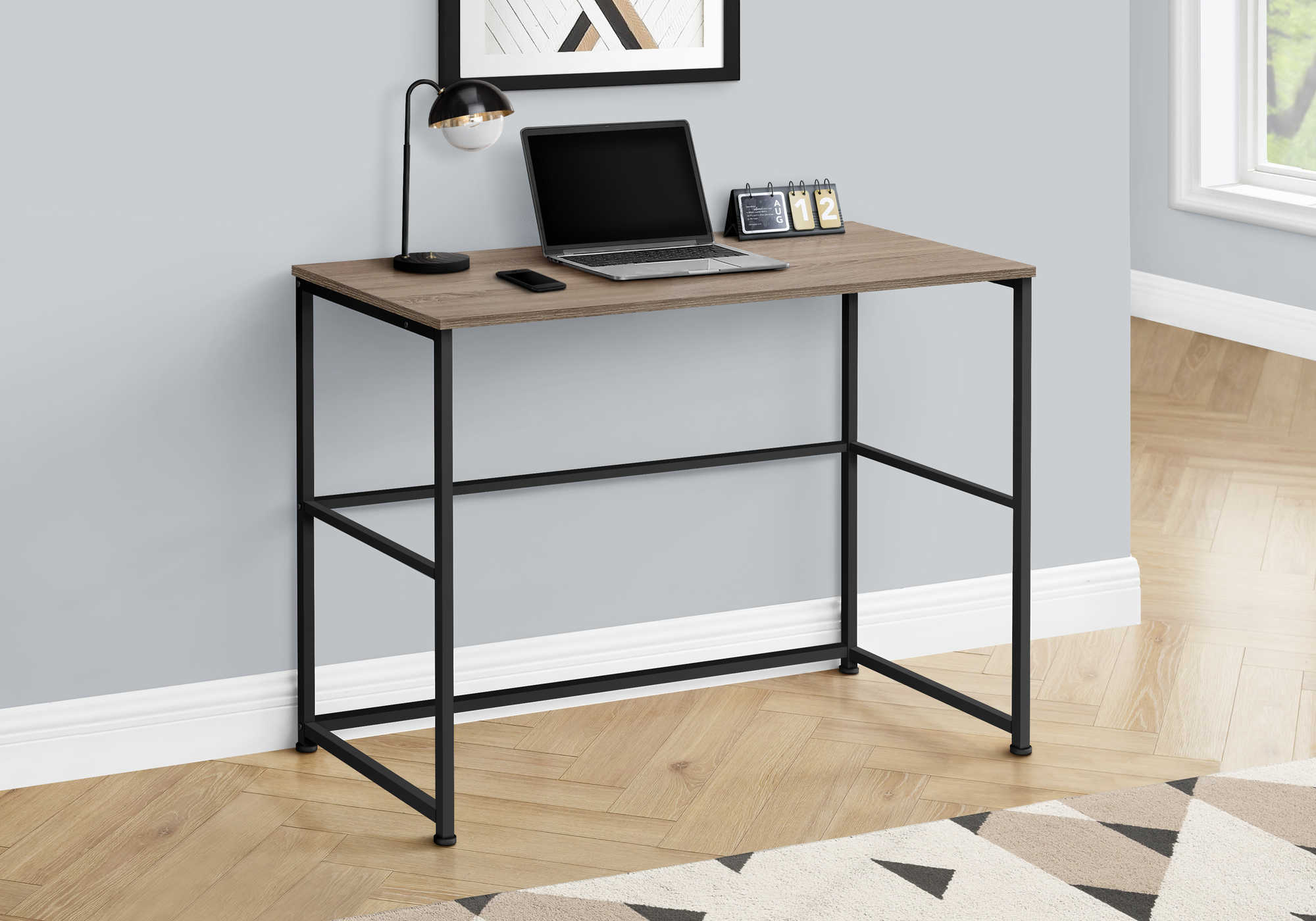 computer desk 40l dark taupe black metal i 7777