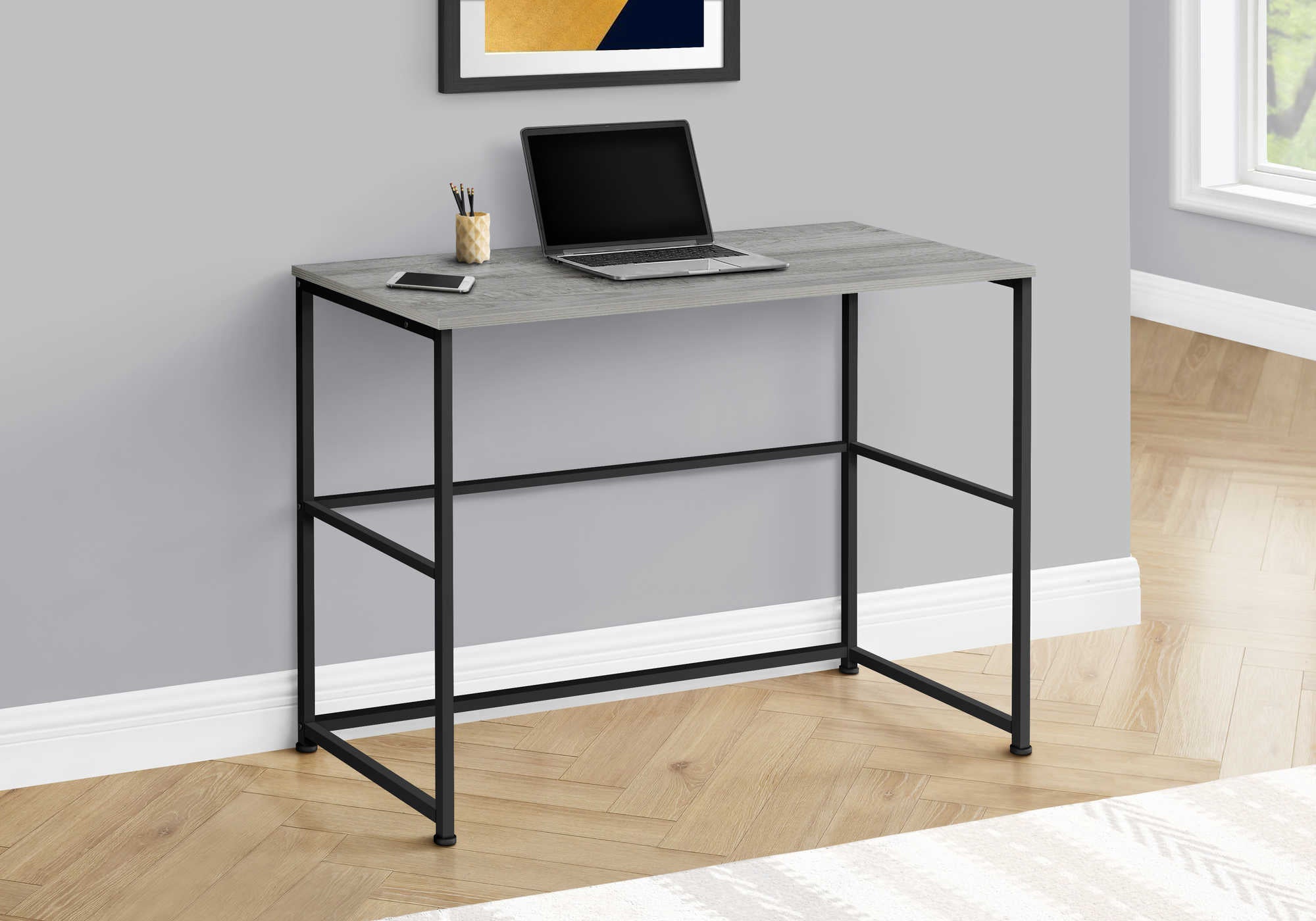 computer desk 40l grey black metal i 7778