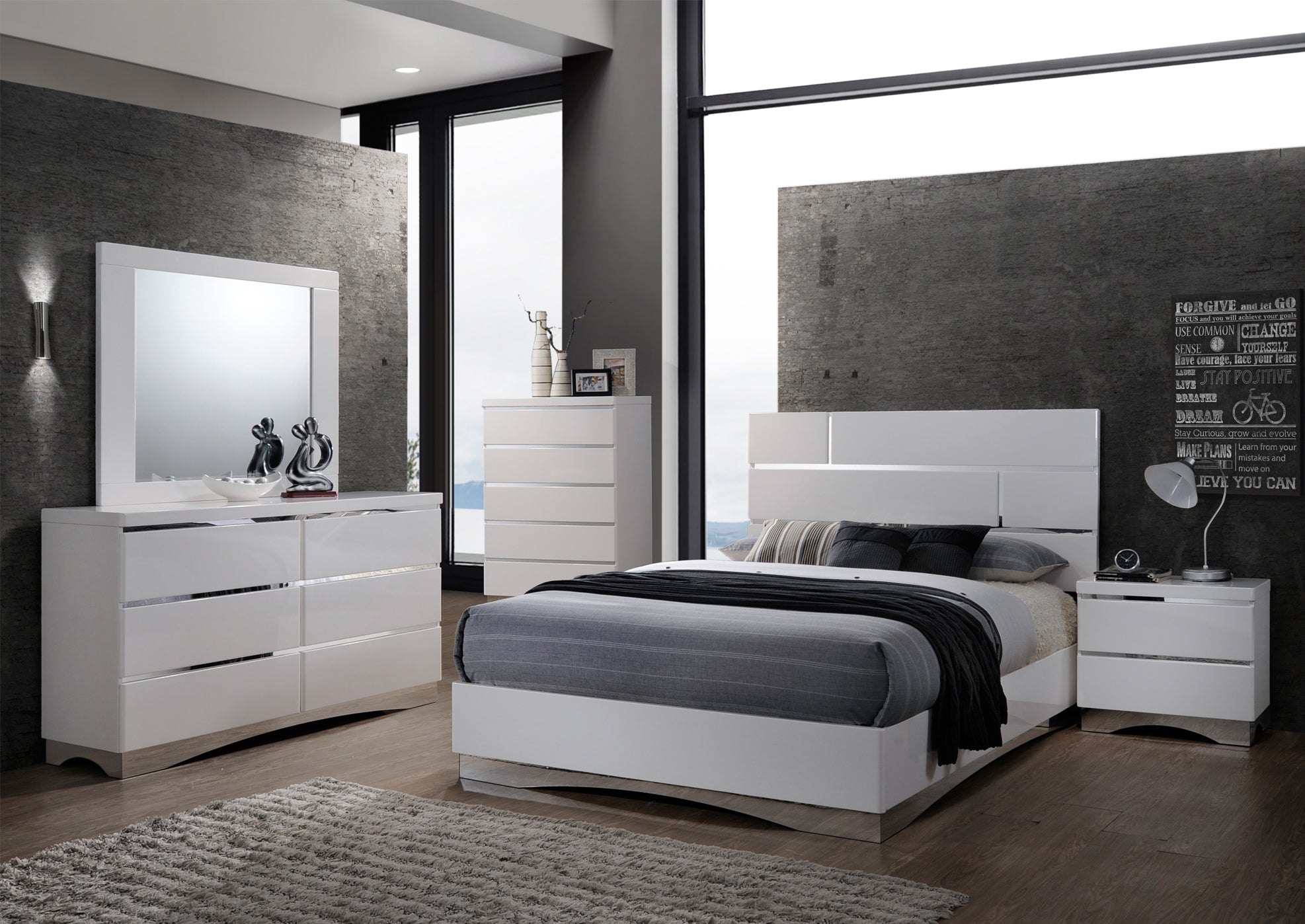 STONEY WHITE BEDROOM SET