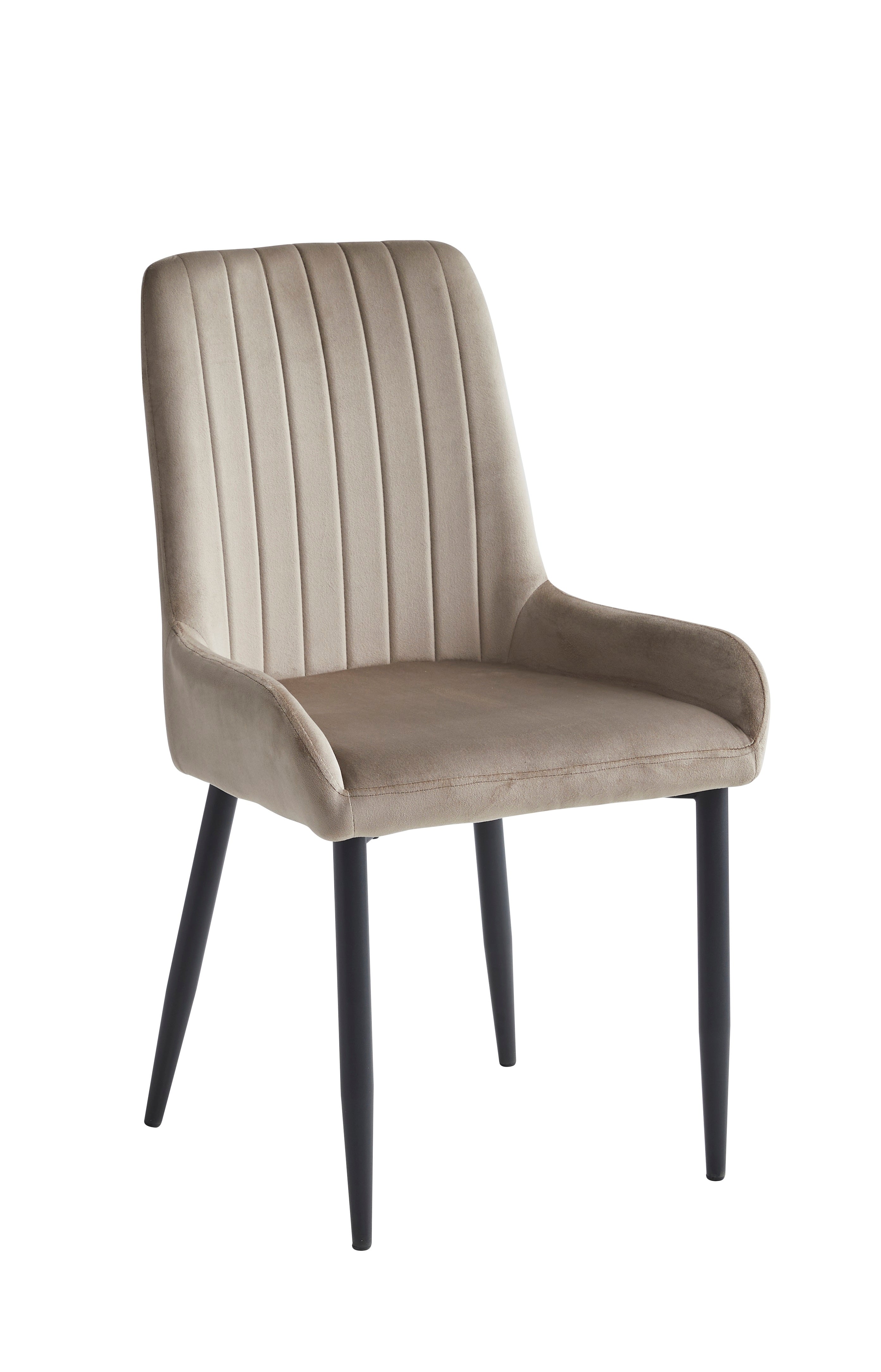 Image of c-1511: 02 beige velvet dining chair.