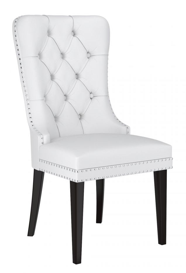 Image of c-1151: 02 white pu dining chair with nail head details dining chair.