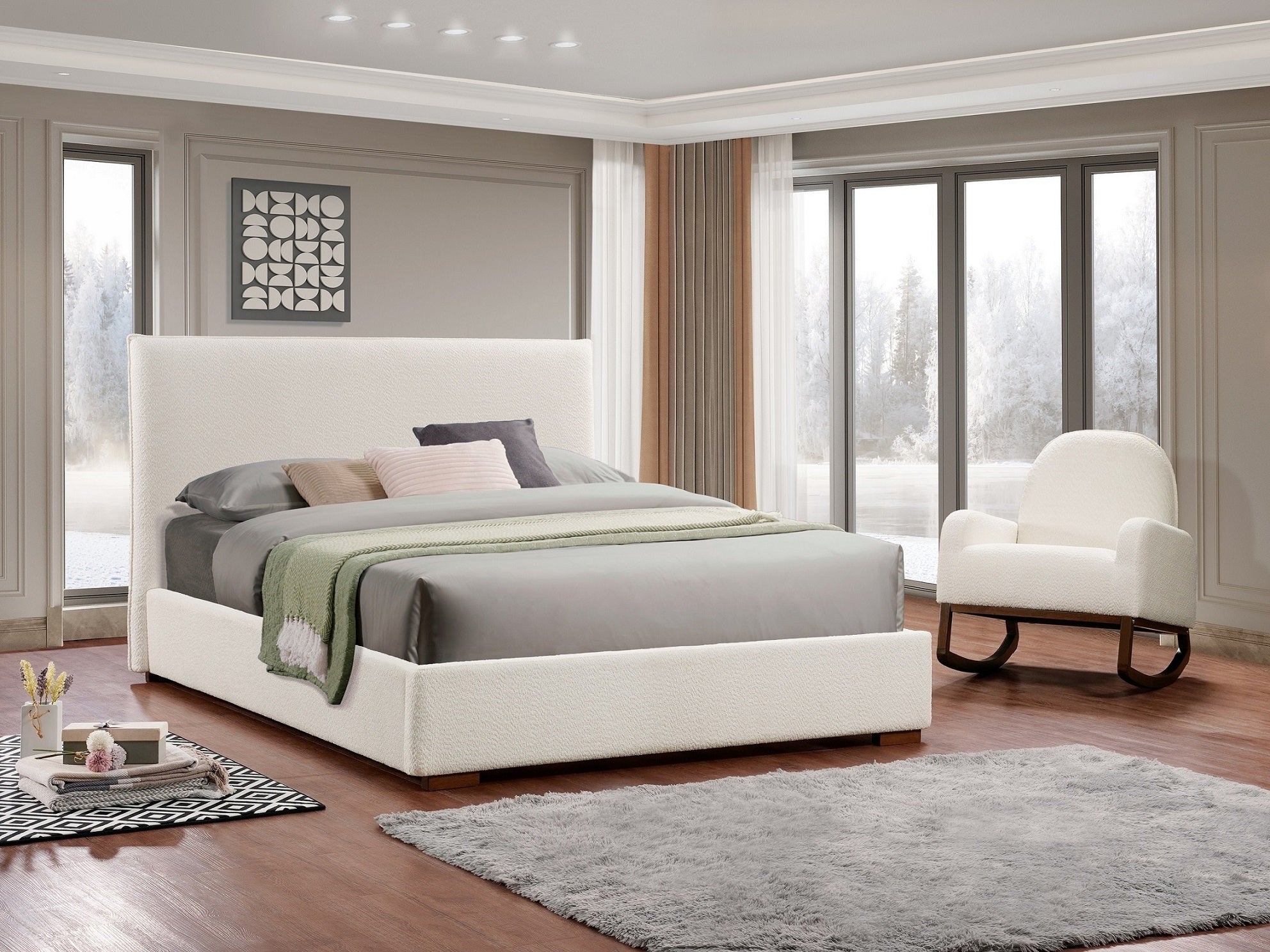 IF-5568 - Double or Queen or King Bed - Platform Bed Includes Mattress Support