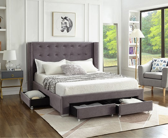 IF-5320 - Queen or King Bed - Platform Bed Includes Mattress Support