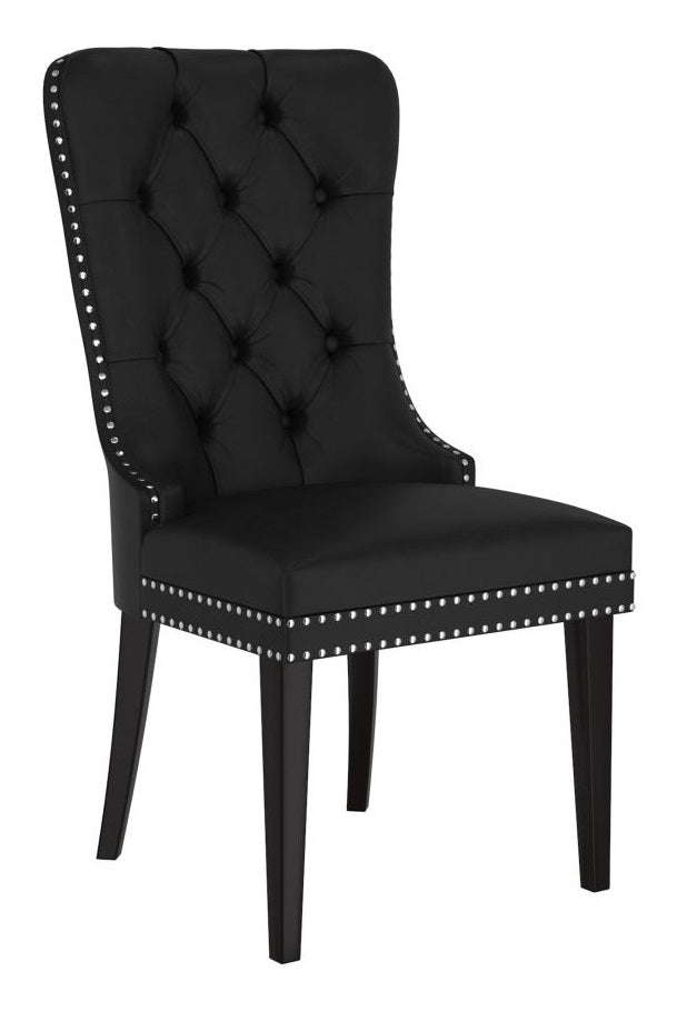 Image of c-1150: 02 elegant black velvet dining chair.