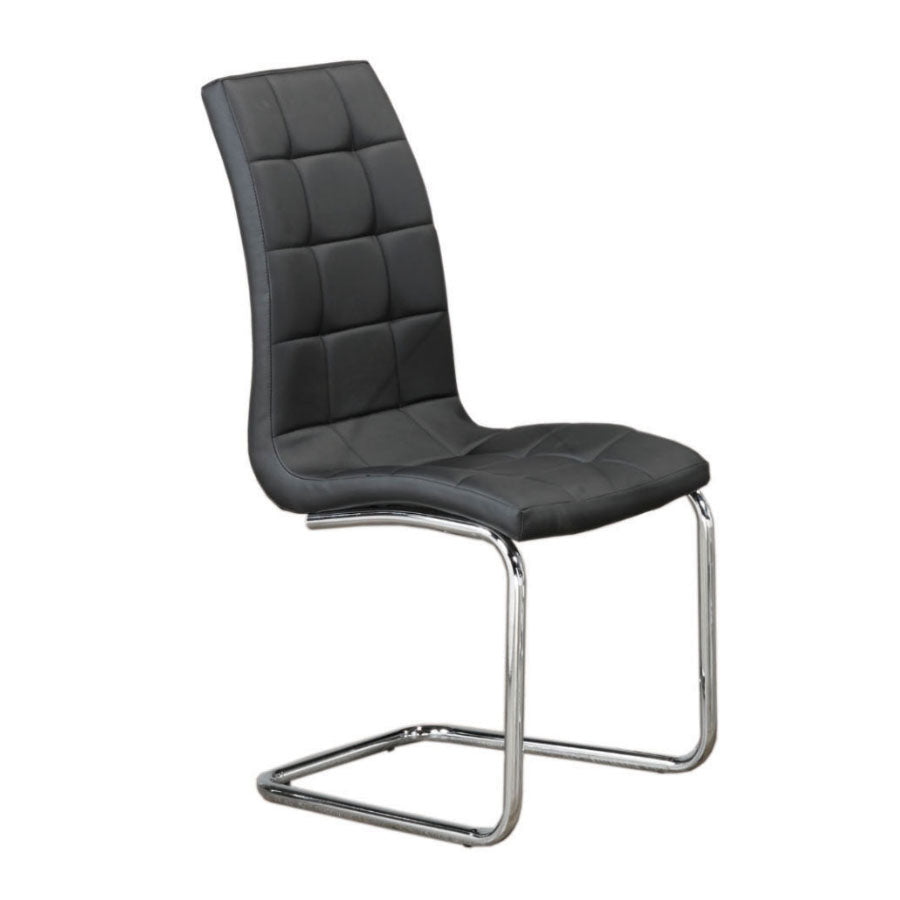 Image of c-1750: 06 modern black pu leather dining chair with angular chrome base..