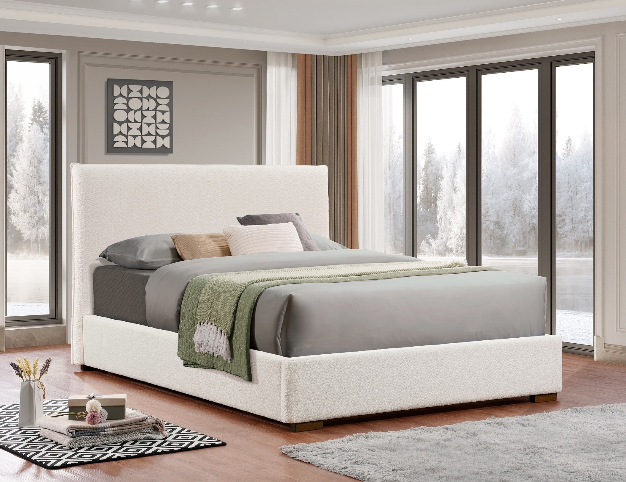 IF-5568 - Double or Queen or King Bed - Platform Bed Includes Mattress Support