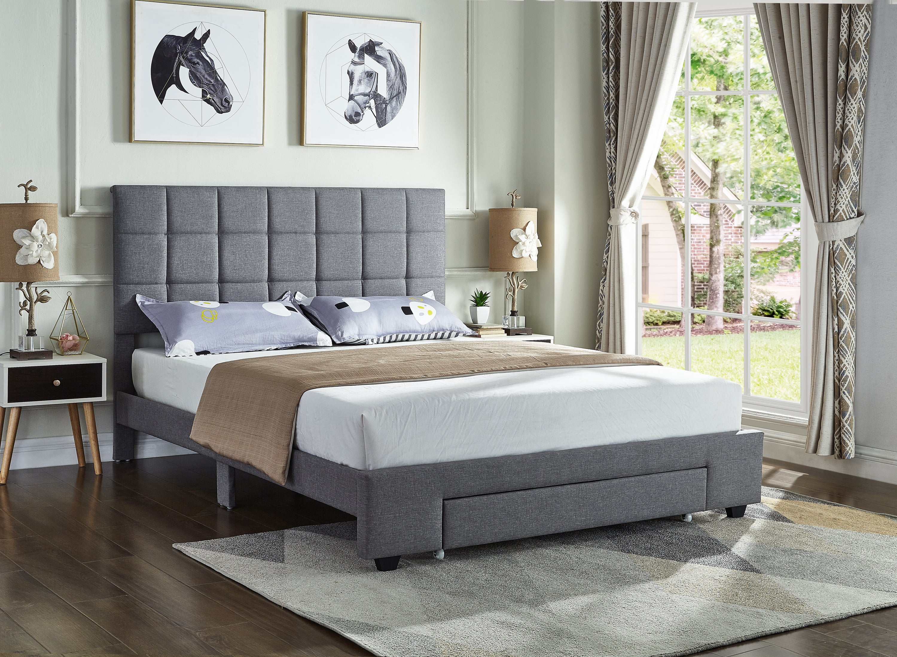 IF-5493 - Double or Queen Bed - Platform Bed Includes Mattress Support