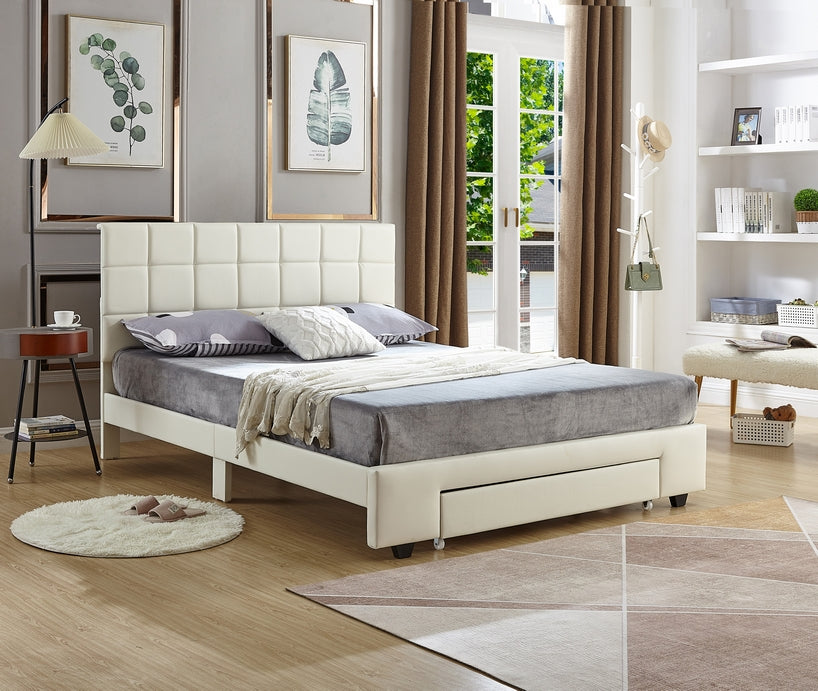 IF-5492 - Double or Queen Bed - Platform Bed Includes Mattress Support